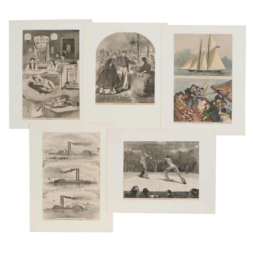 "Harper's Weekly" Wood Engraved Illustrations Including Civil War Ironclads