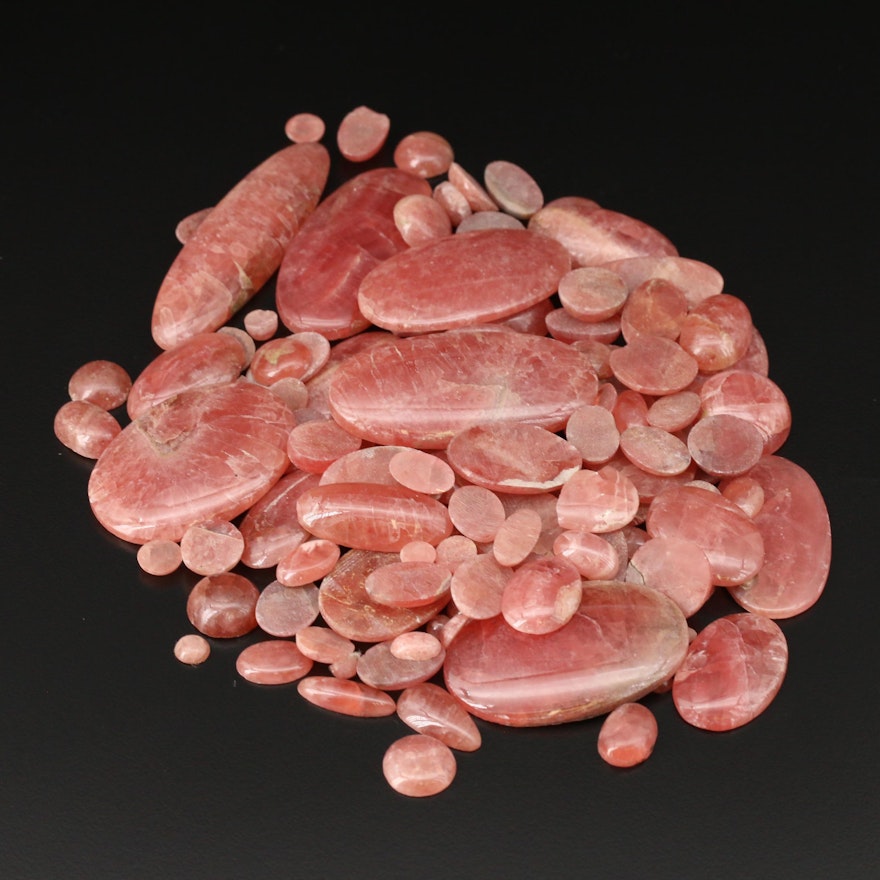 Loose Oval and Round Rhodochrosite Cabochons