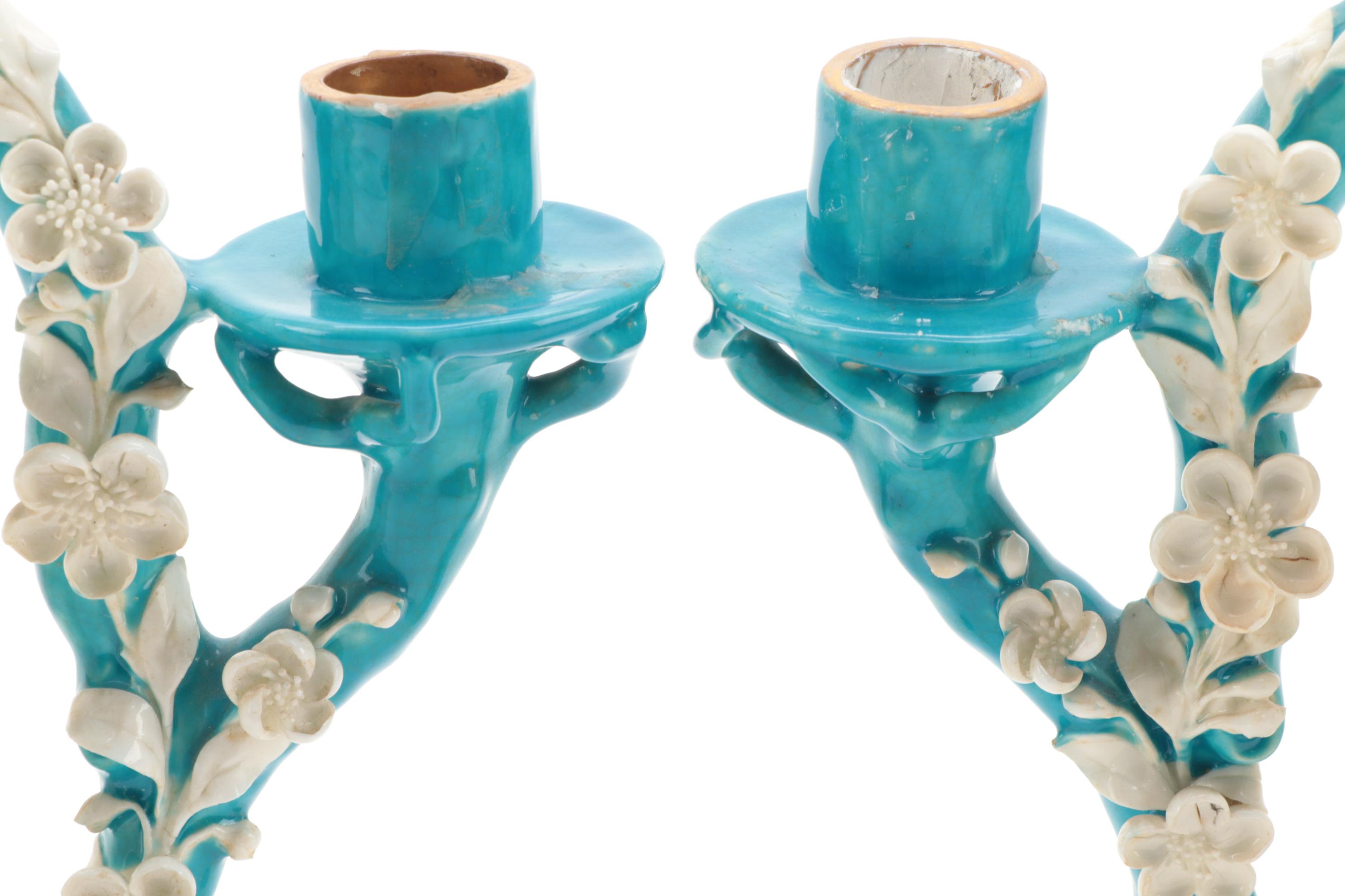 Bernard Moore Pottery of England Figural Perched Owl Candelabra, circa 1910