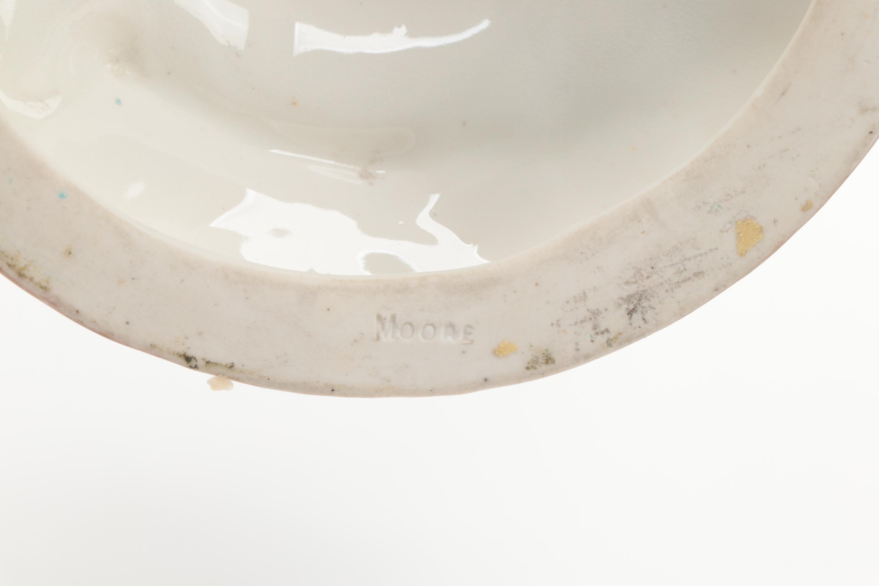 Bernard Moore Pottery of England Figural Perched Owl Candelabra, circa 1910