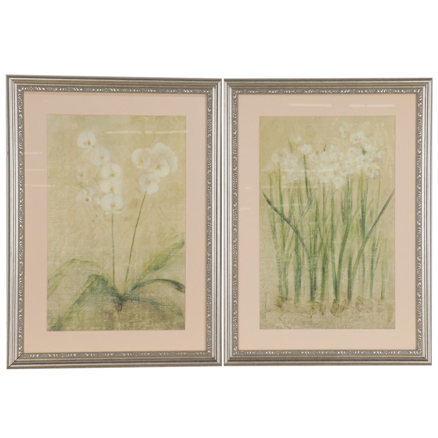 Offset Lithographs of White Flowers, 21st Century