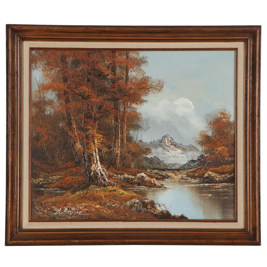 Autumnal Landscape Oil Painting, Late 20th Century