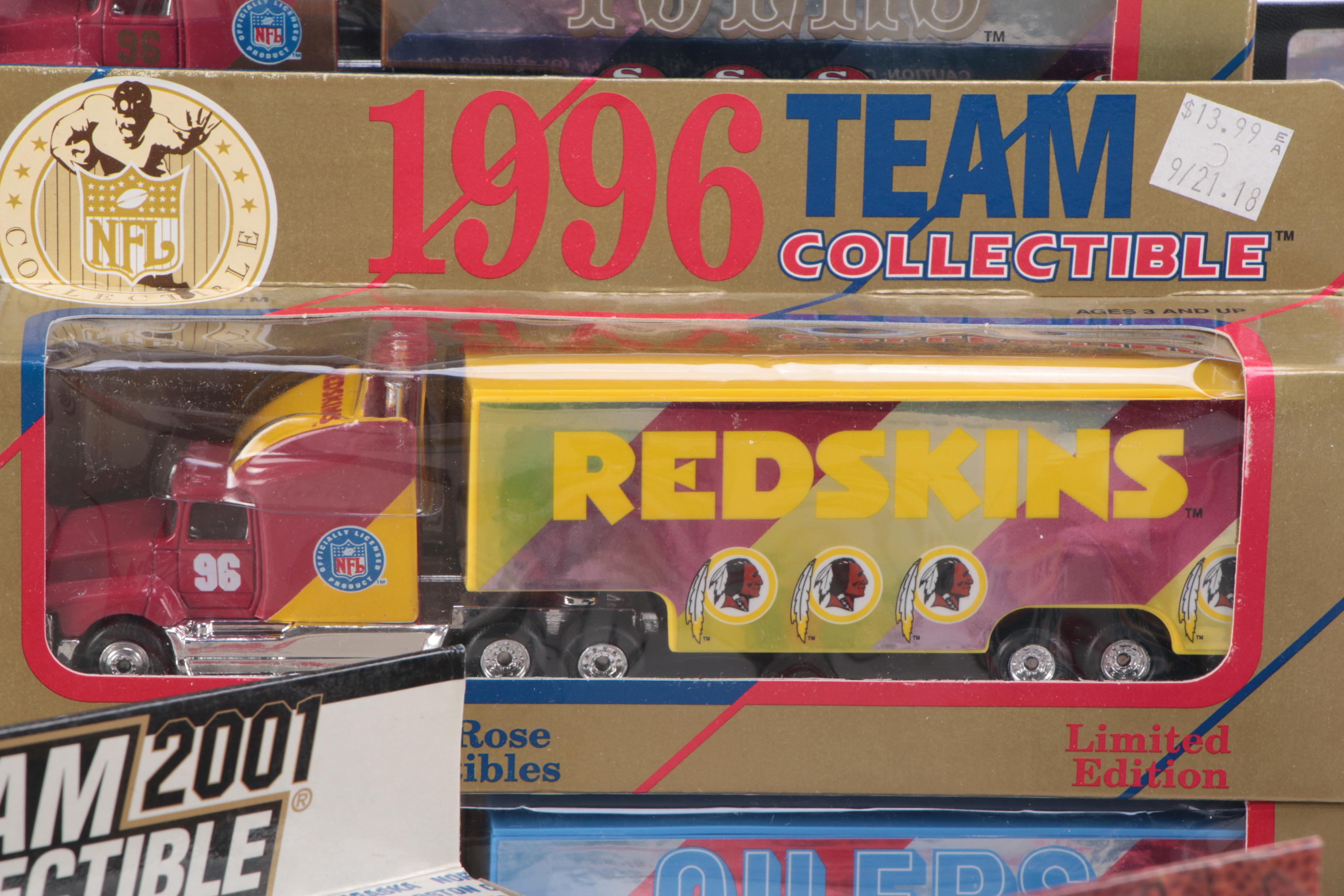 NFL Teams and Purdue Diecast Collectible Tractor Trailers Including Buccaneers