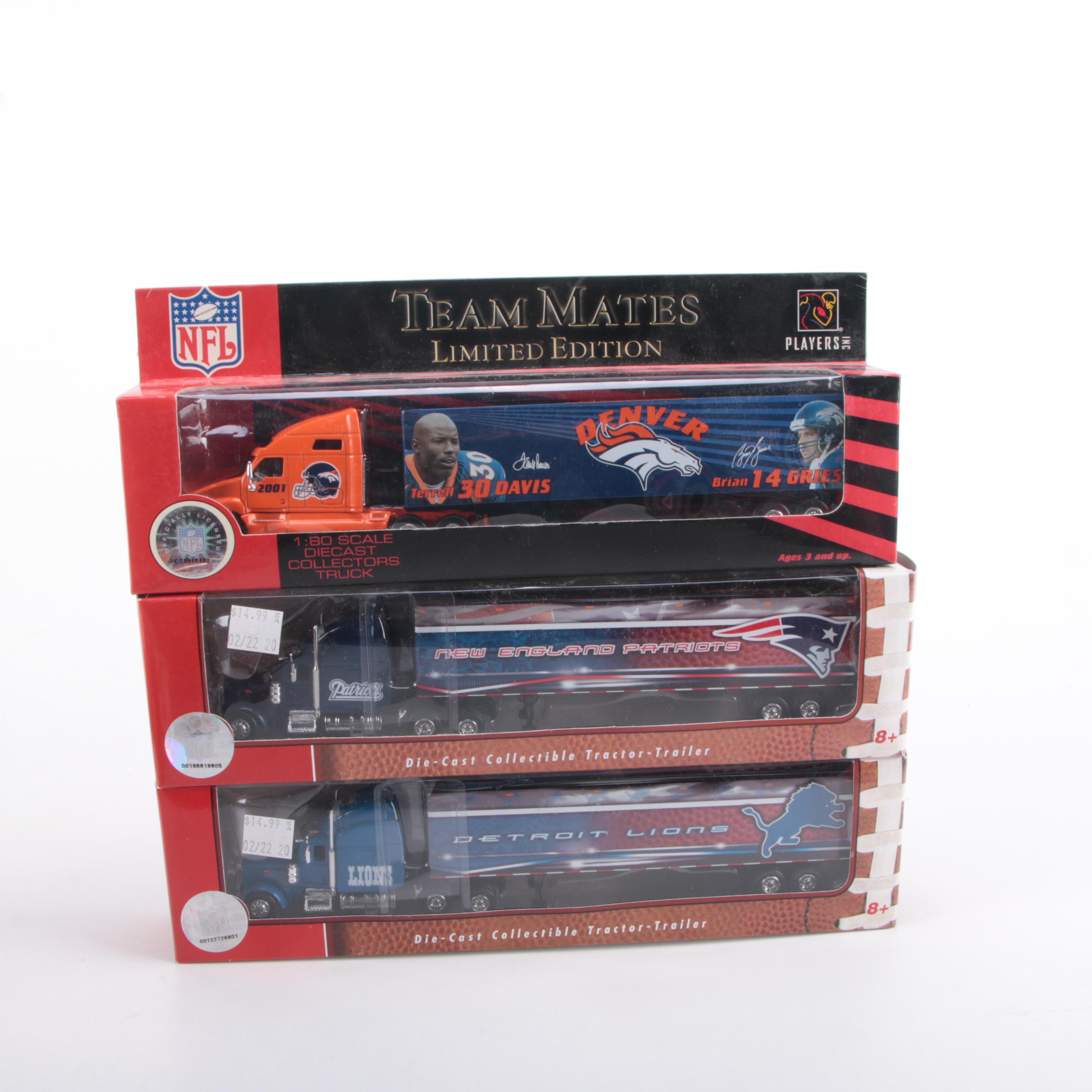 NFL Teams and Purdue Diecast Collectible Tractor Trailers Including Buccaneers
