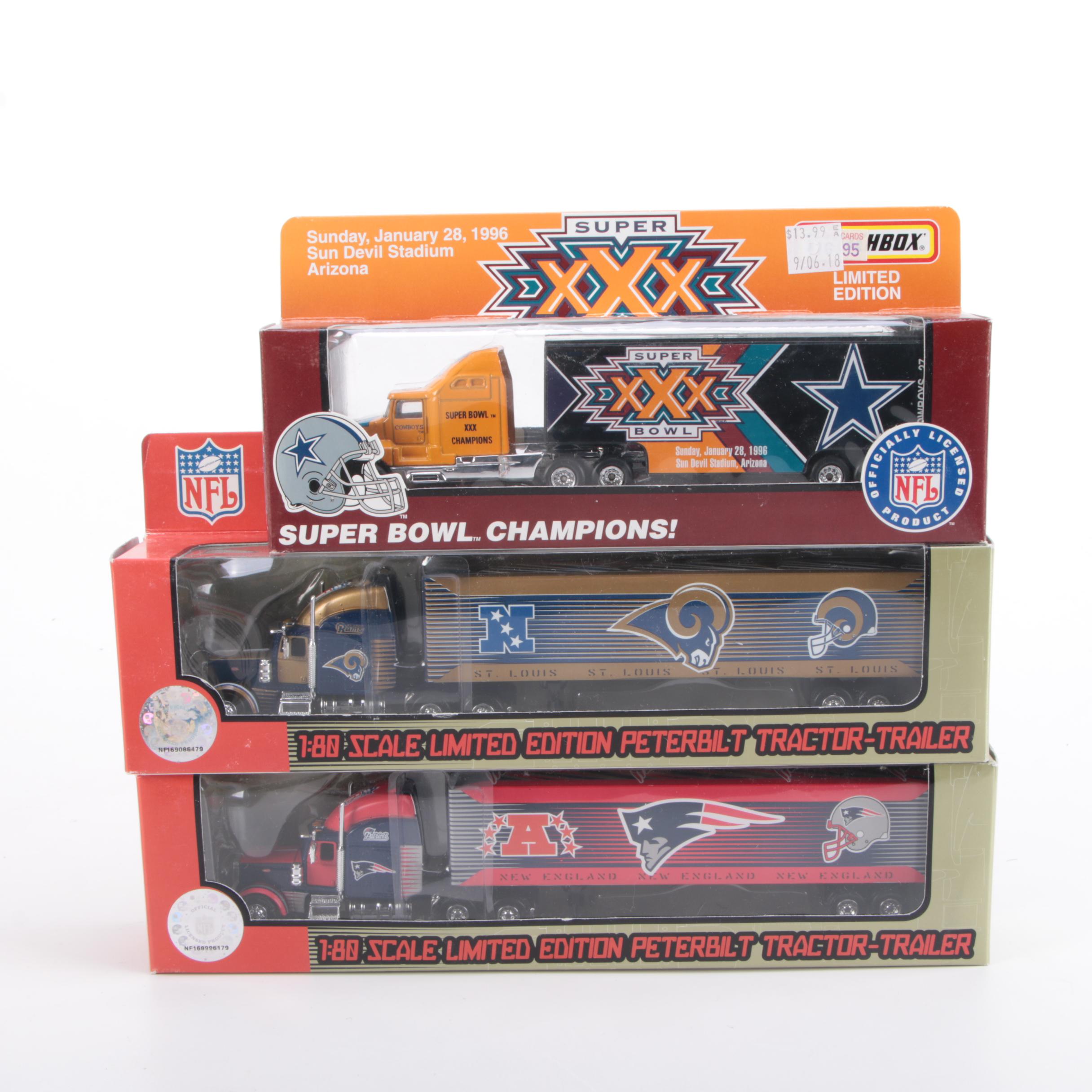 NFL Teams and Purdue Diecast Collectible Tractor Trailers Including Buccaneers