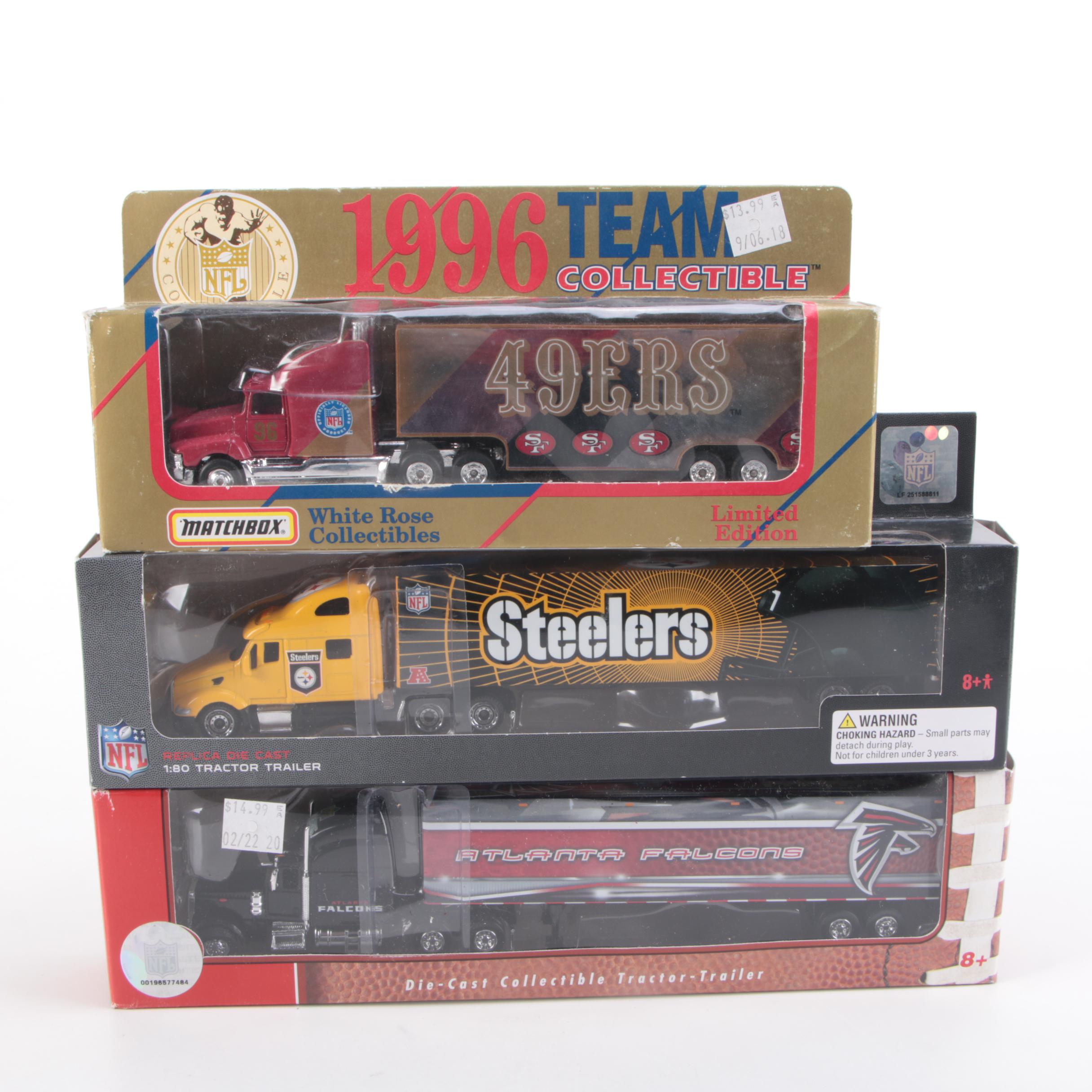 NFL Teams and Purdue Diecast Collectible Tractor Trailers Including Buccaneers