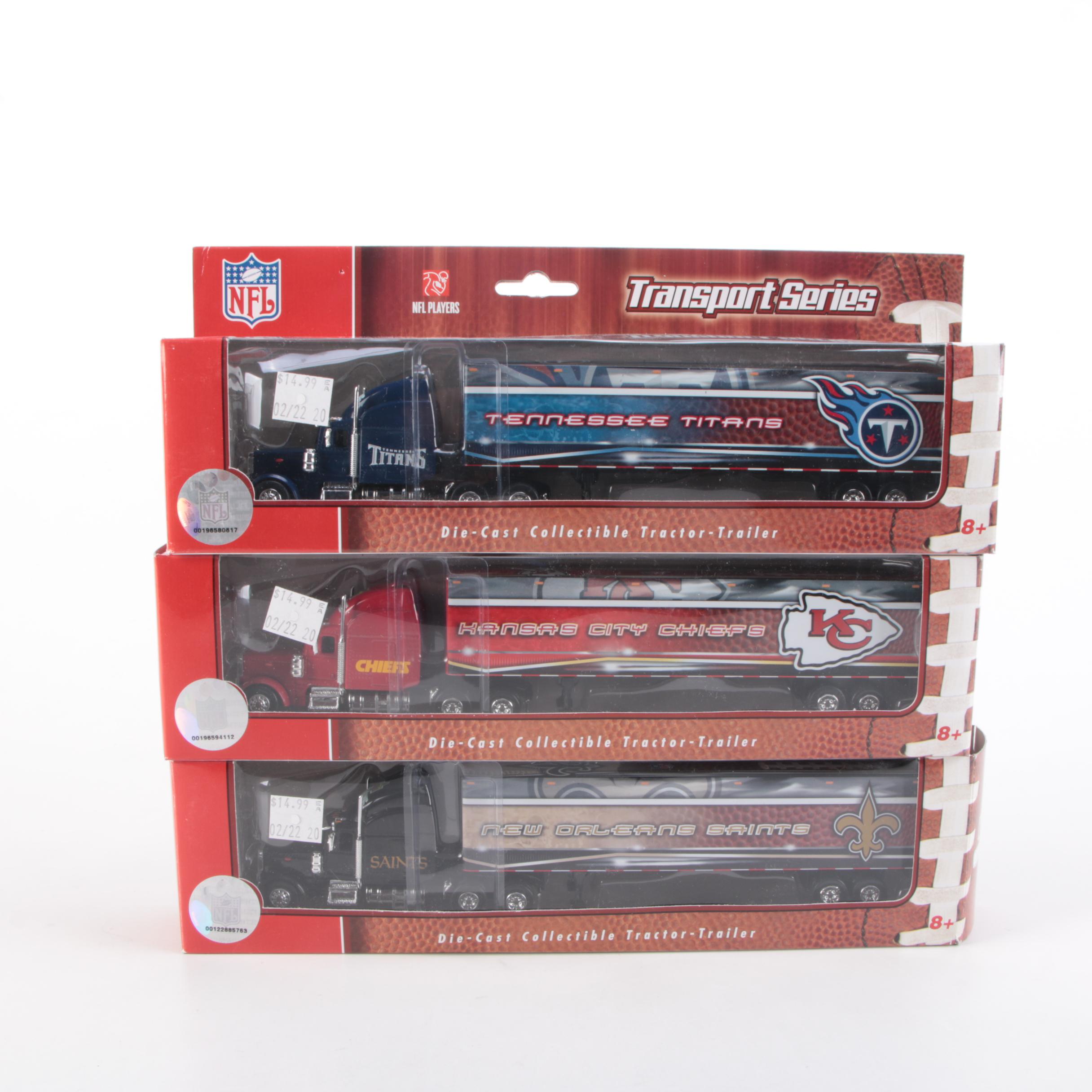 NFL Teams and Purdue Diecast Collectible Tractor Trailers Including Buccaneers