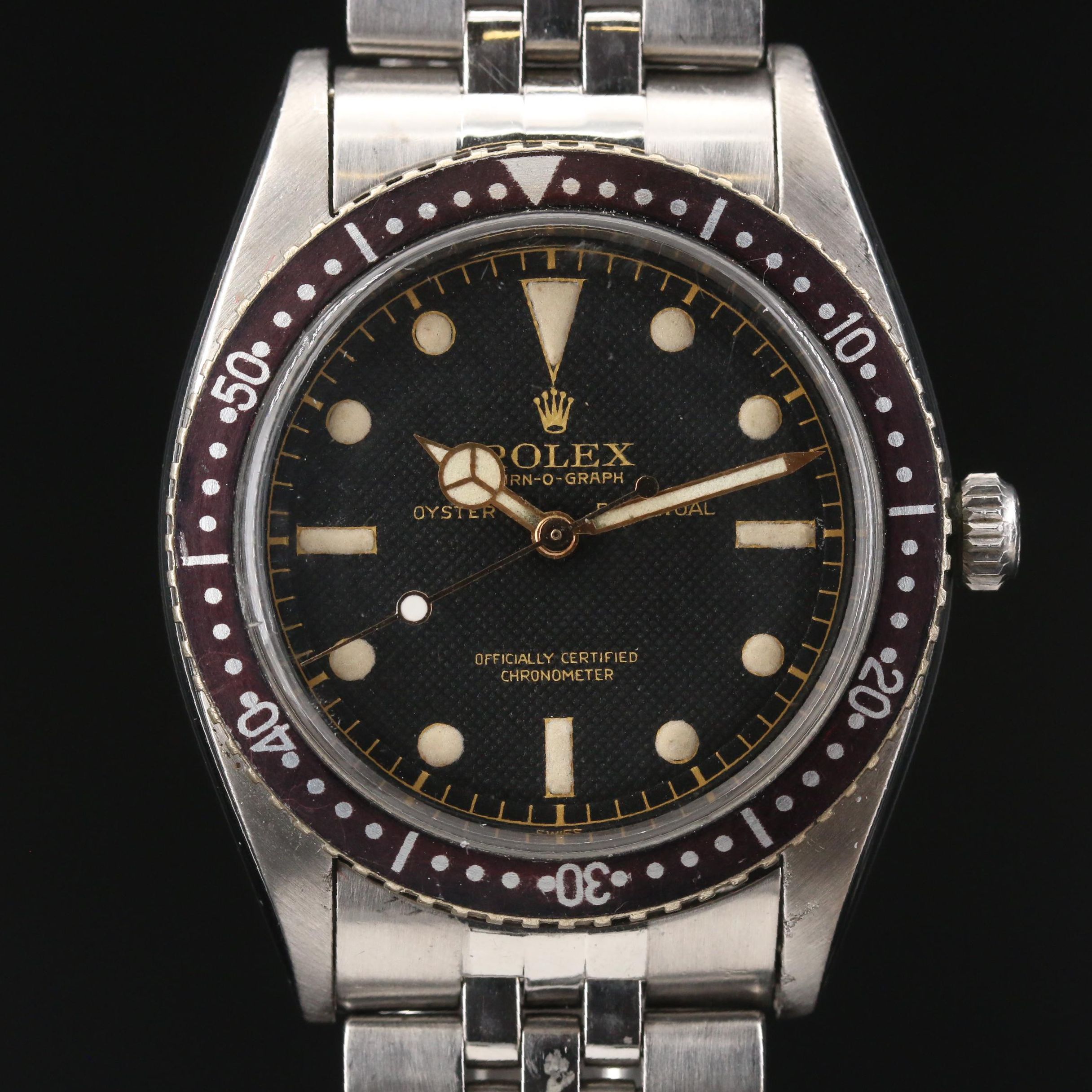 1953 Rolex Turn-O-Graph 6202 Honeycomb Dial Stainless Steel Automatic Watch