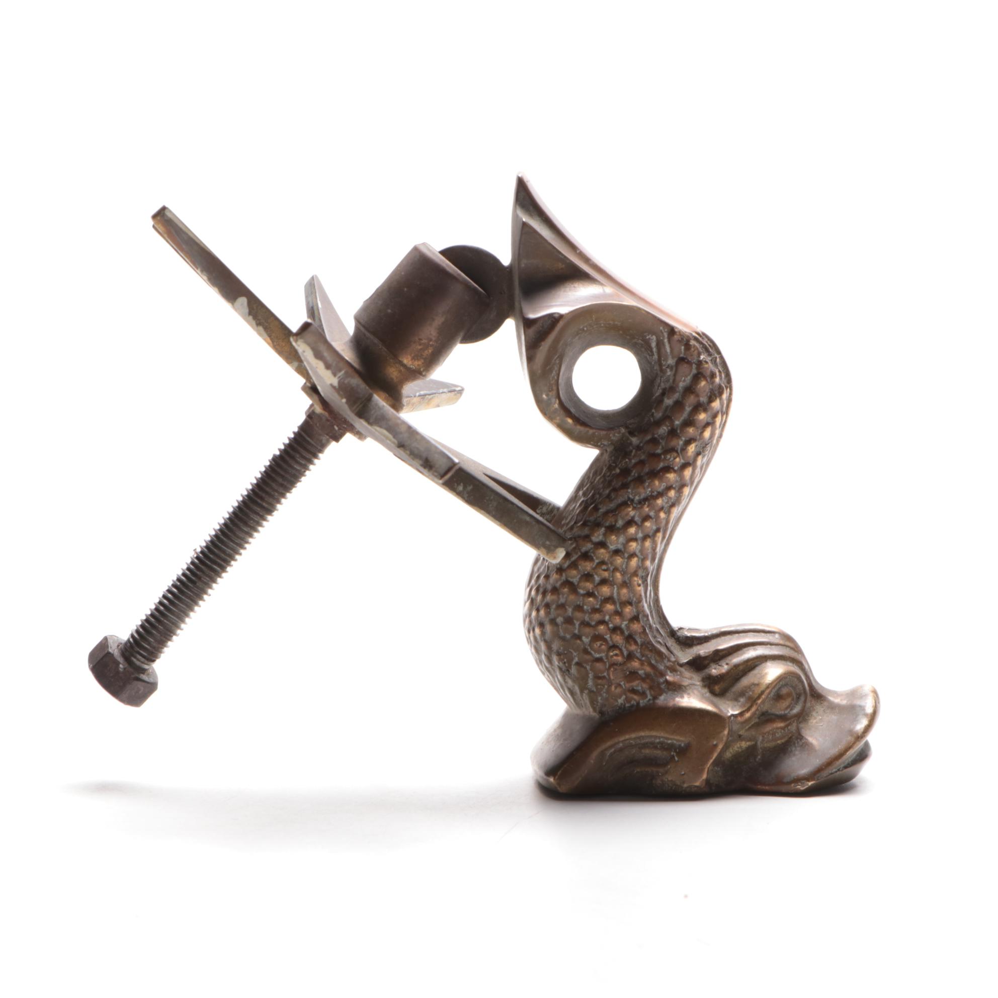 Cutajar Works Malta Solid Brass Dolphin Door Knocker, Early to Mid 20th C.