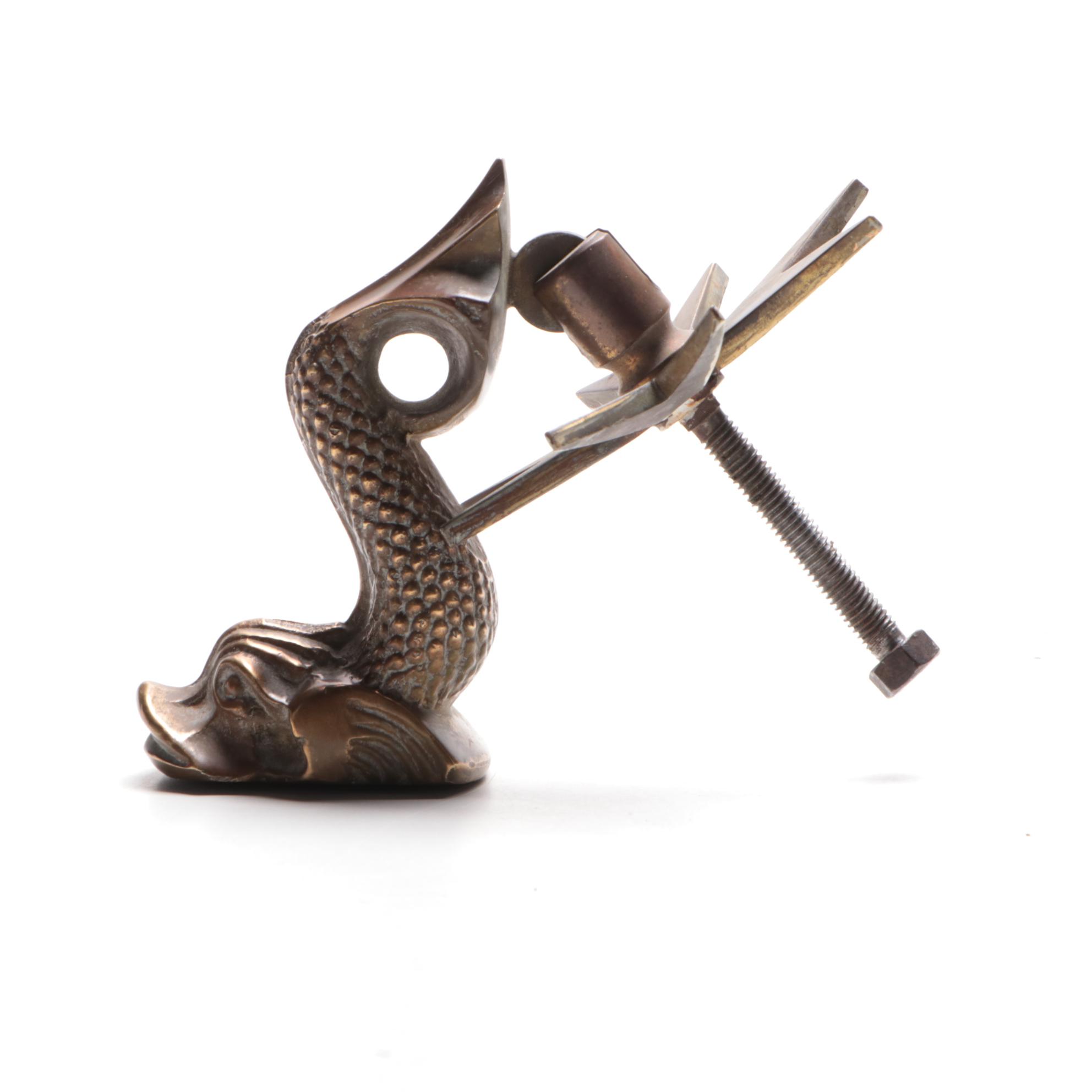 Cutajar Works Malta Solid Brass Dolphin Door Knocker, Early to Mid 20th C.