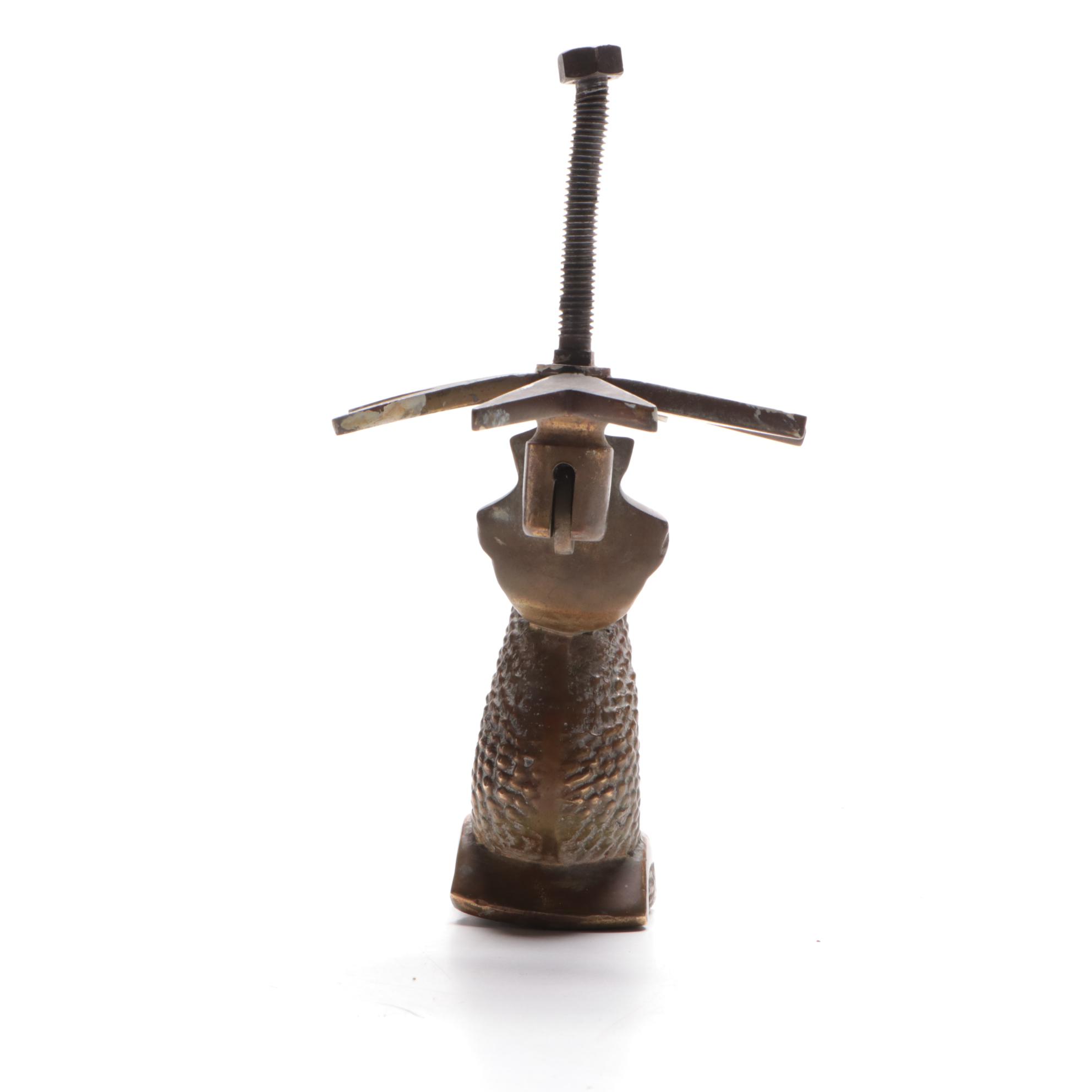 Cutajar Works Malta Solid Brass Dolphin Door Knocker, Early to Mid 20th C.