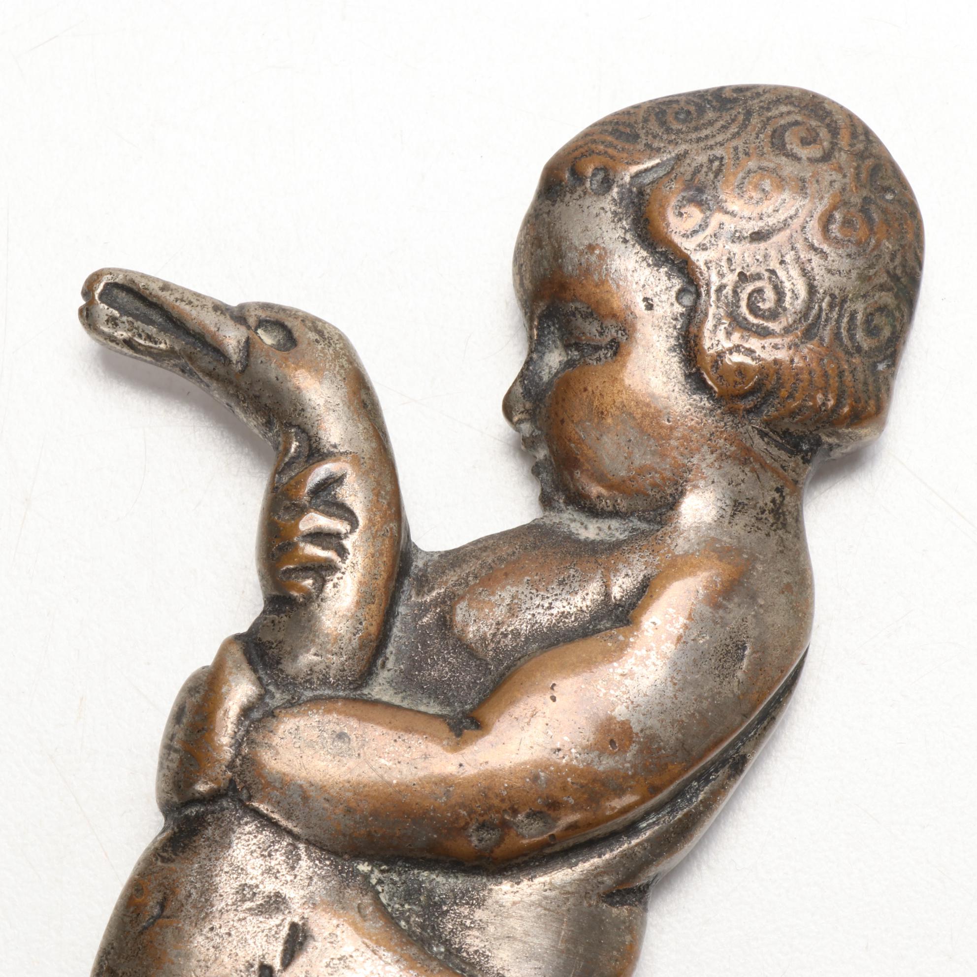 Cast Bronze Paperweight of Boy Strangling Goose after Boëthus