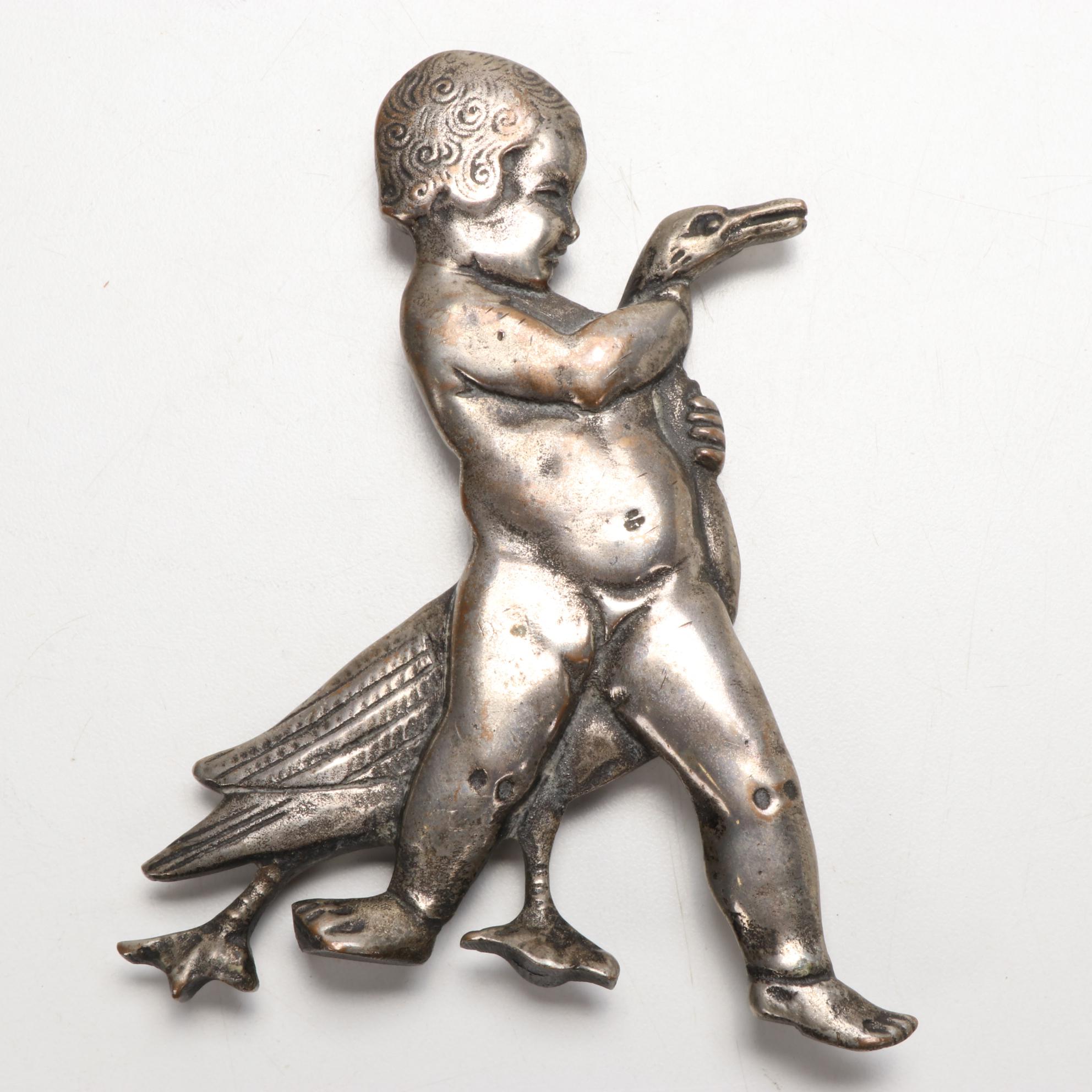 Cast Bronze Paperweight of Boy Strangling Goose after Boëthus