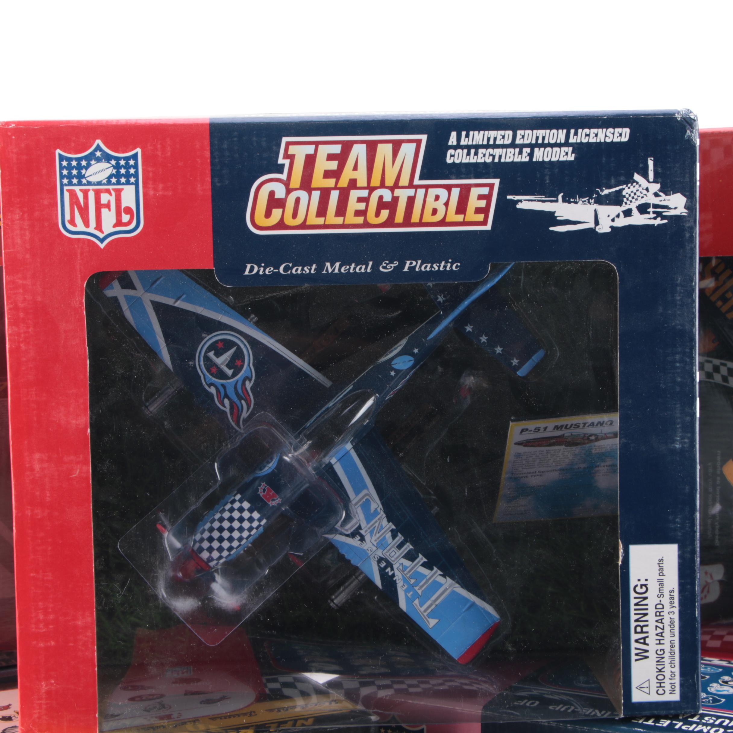 NFL Teams P-51 Mustang, P-40 Warhawk, and P-47 Thunderbolt Diecast Planes