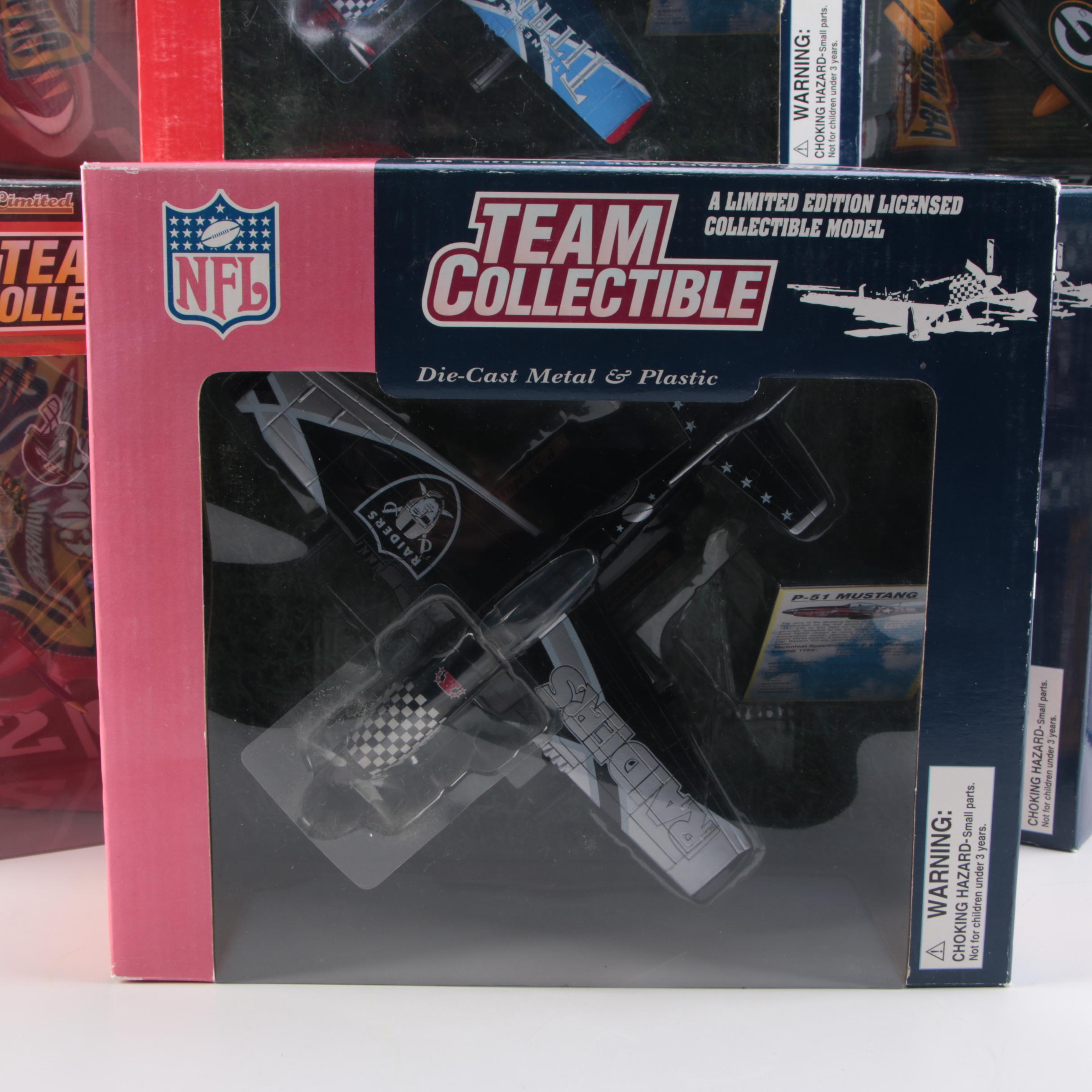 NFL Teams P-51 Mustang, P-40 Warhawk, and P-47 Thunderbolt Diecast Planes