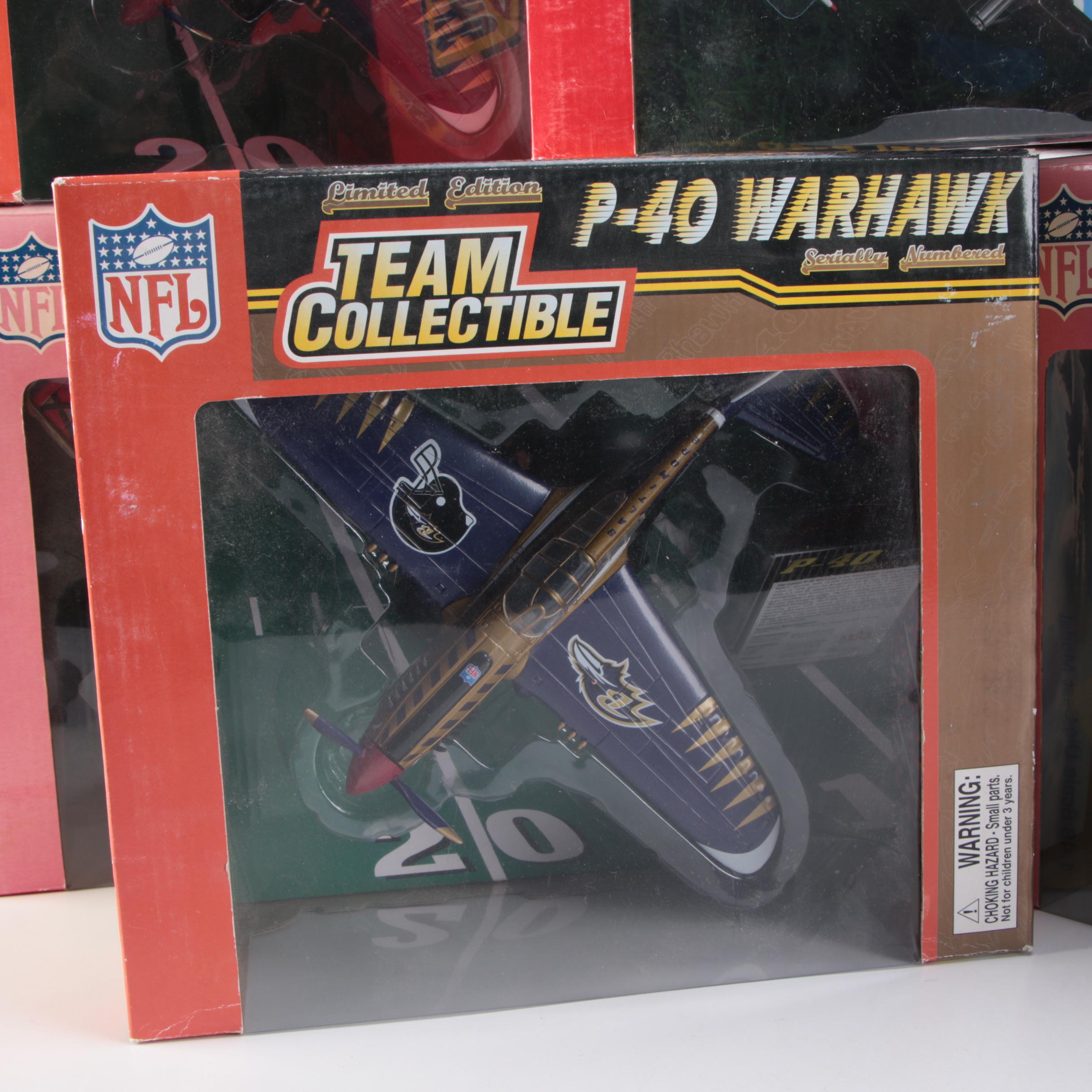 NFL Teams P-51 Mustang, P-40 Warhawk, and P-47 Thunderbolt Diecast Planes