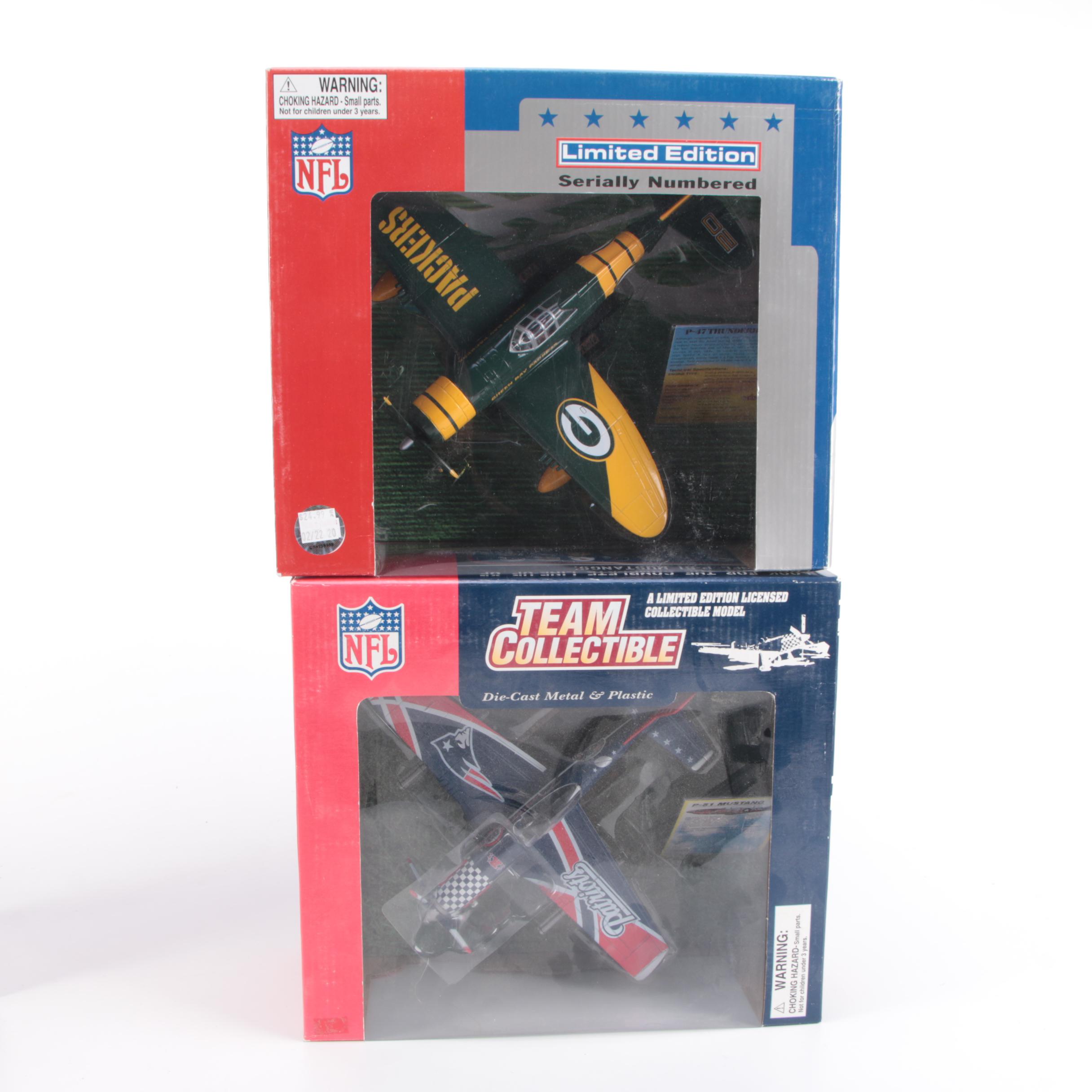 NFL Teams P-51 Mustang, P-40 Warhawk, and P-47 Thunderbolt Diecast Planes
