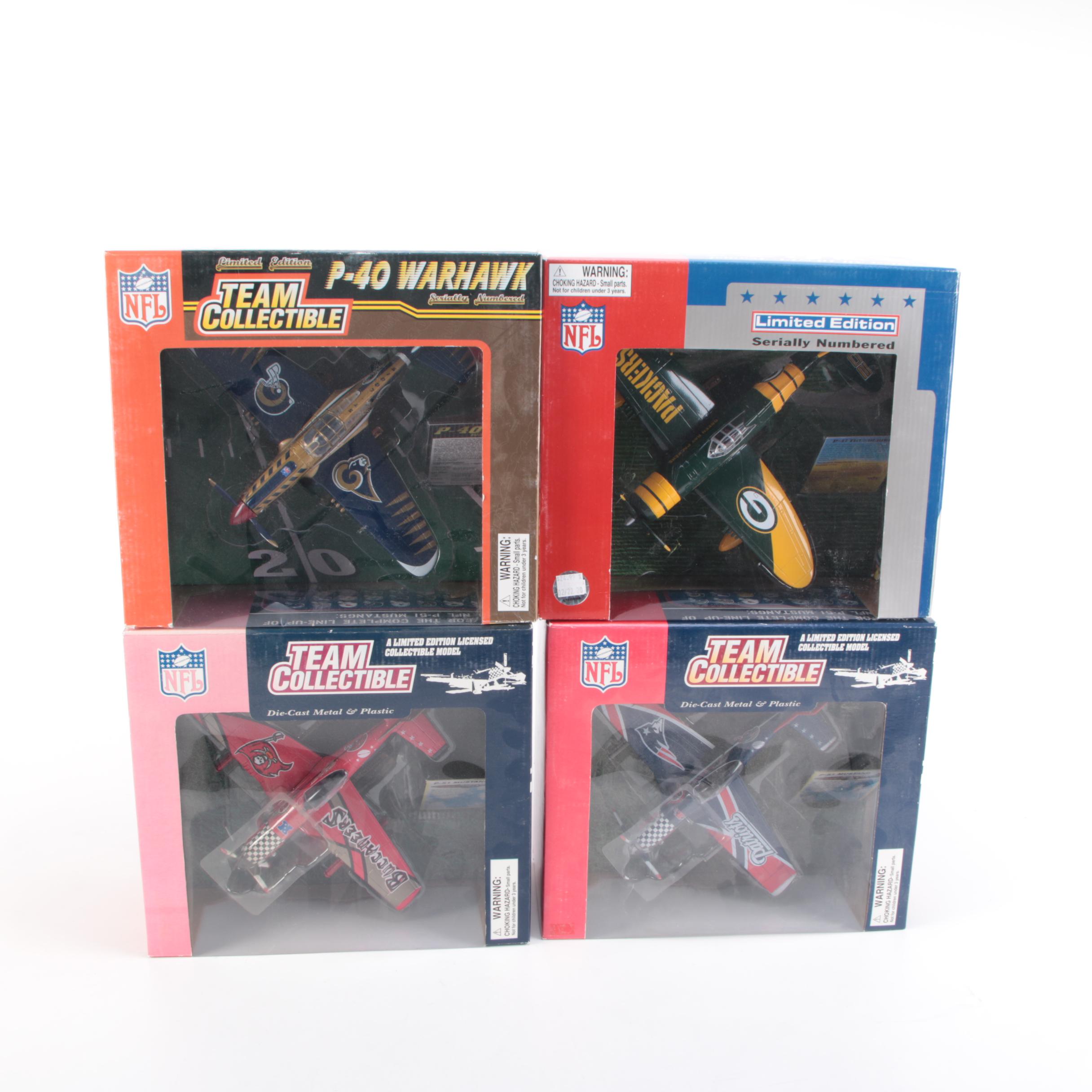 NFL Teams P-51 Mustang, P-40 Warhawk, and P-47 Thunderbolt Diecast Planes