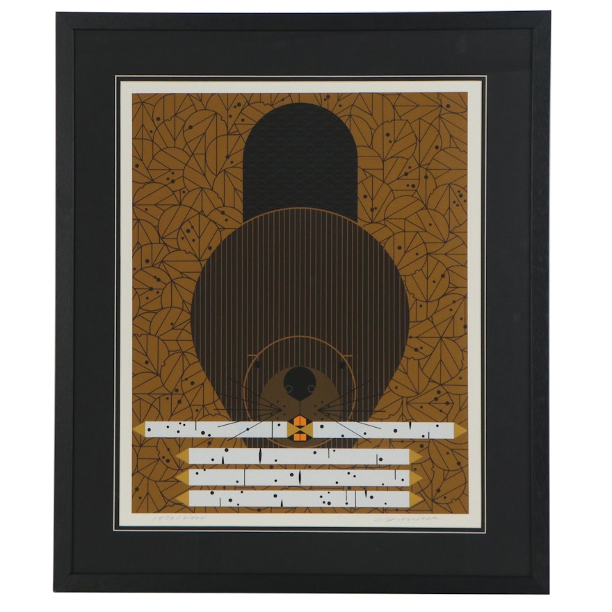 Charley Harper Serigraph "Beaver (Dam Diligent)," 1975