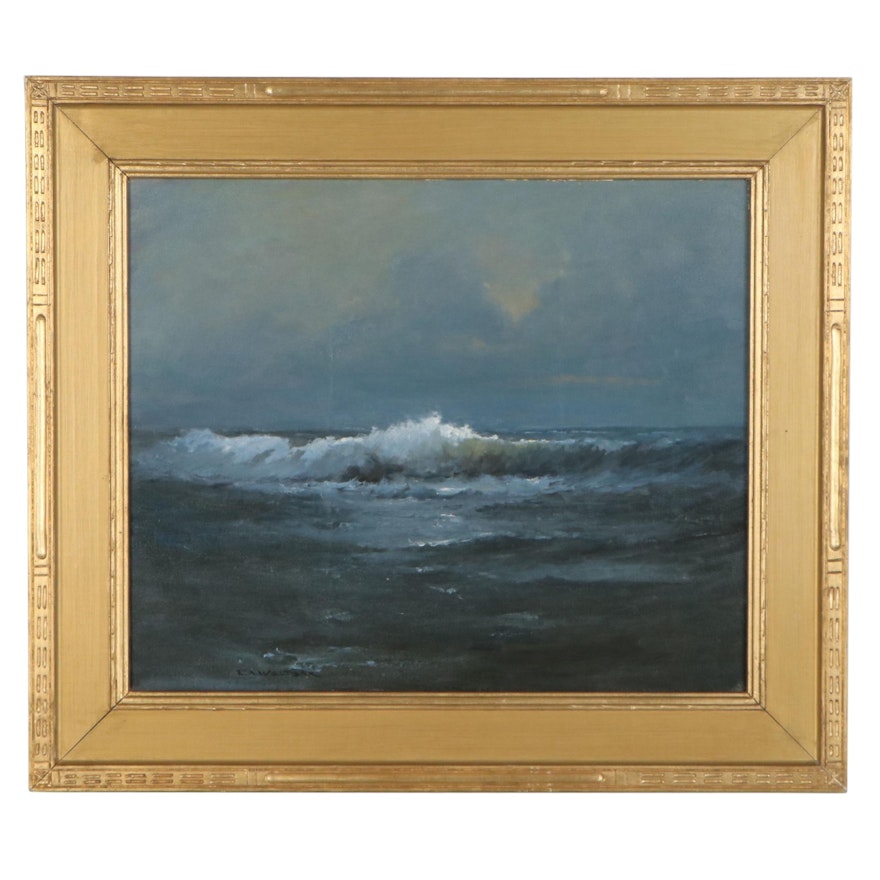 Robert Alan Waltsak Seascape Oil Painting "Jersey Shore," 2018