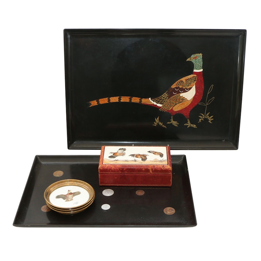 Couroc Pheasant and Coin Trays, Lynn Bogue Hunt Game Bird Coasters and More