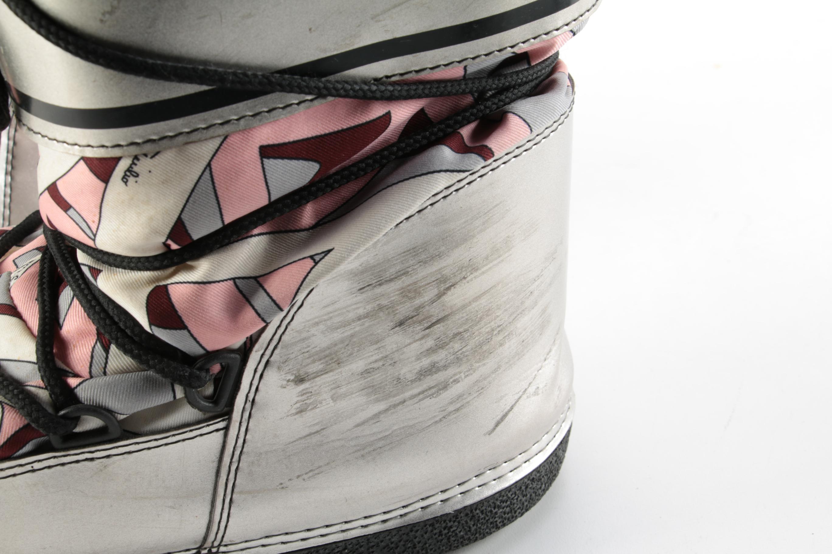 Emilio Pucci Abstract Print and Metallic Lace-Up Snow Boots