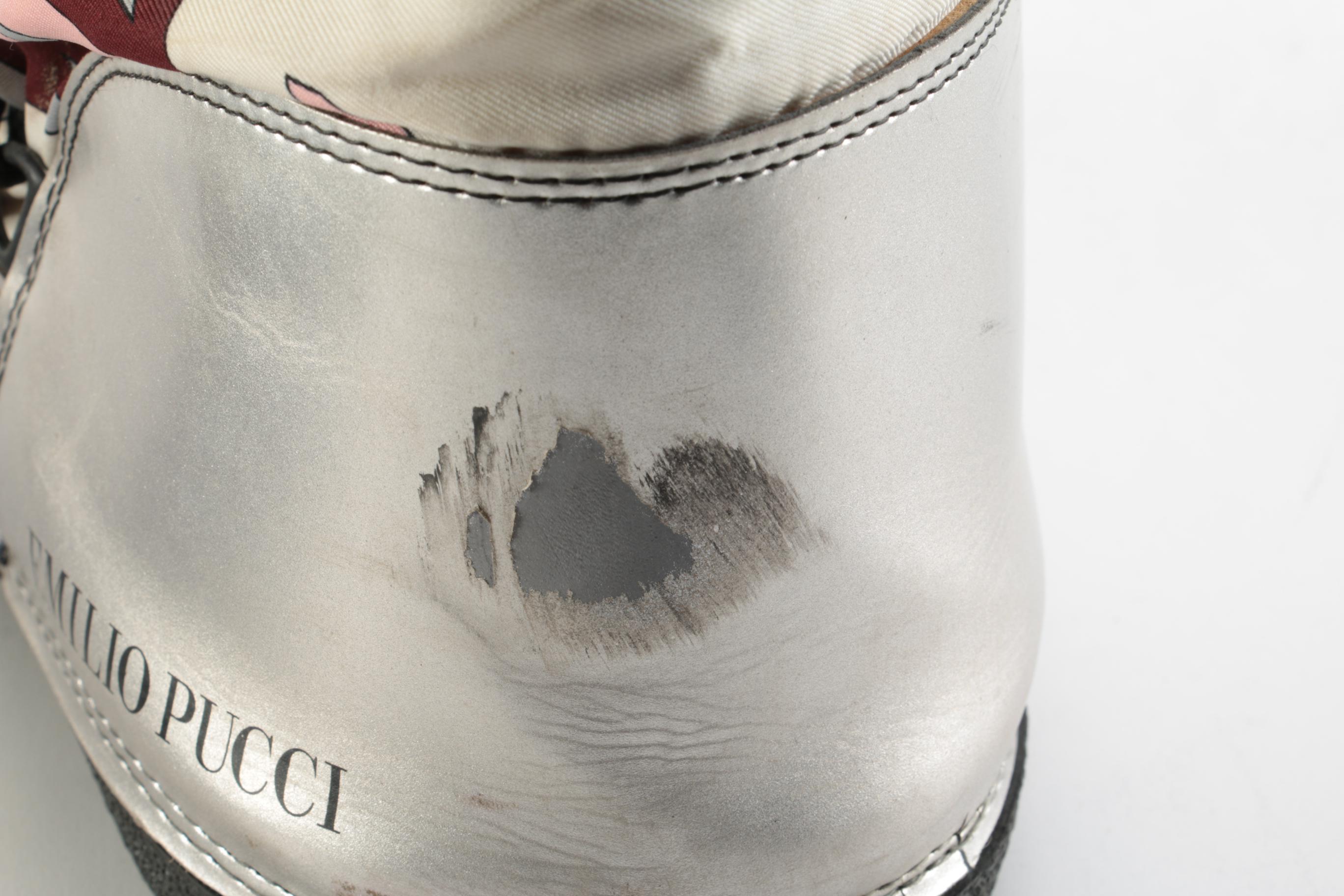 Emilio Pucci Abstract Print and Metallic Lace-Up Snow Boots