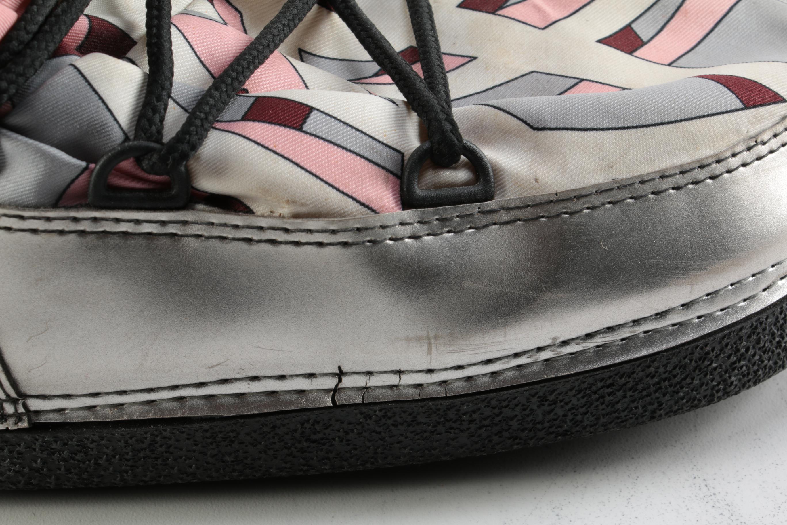 Emilio Pucci Abstract Print and Metallic Lace-Up Snow Boots