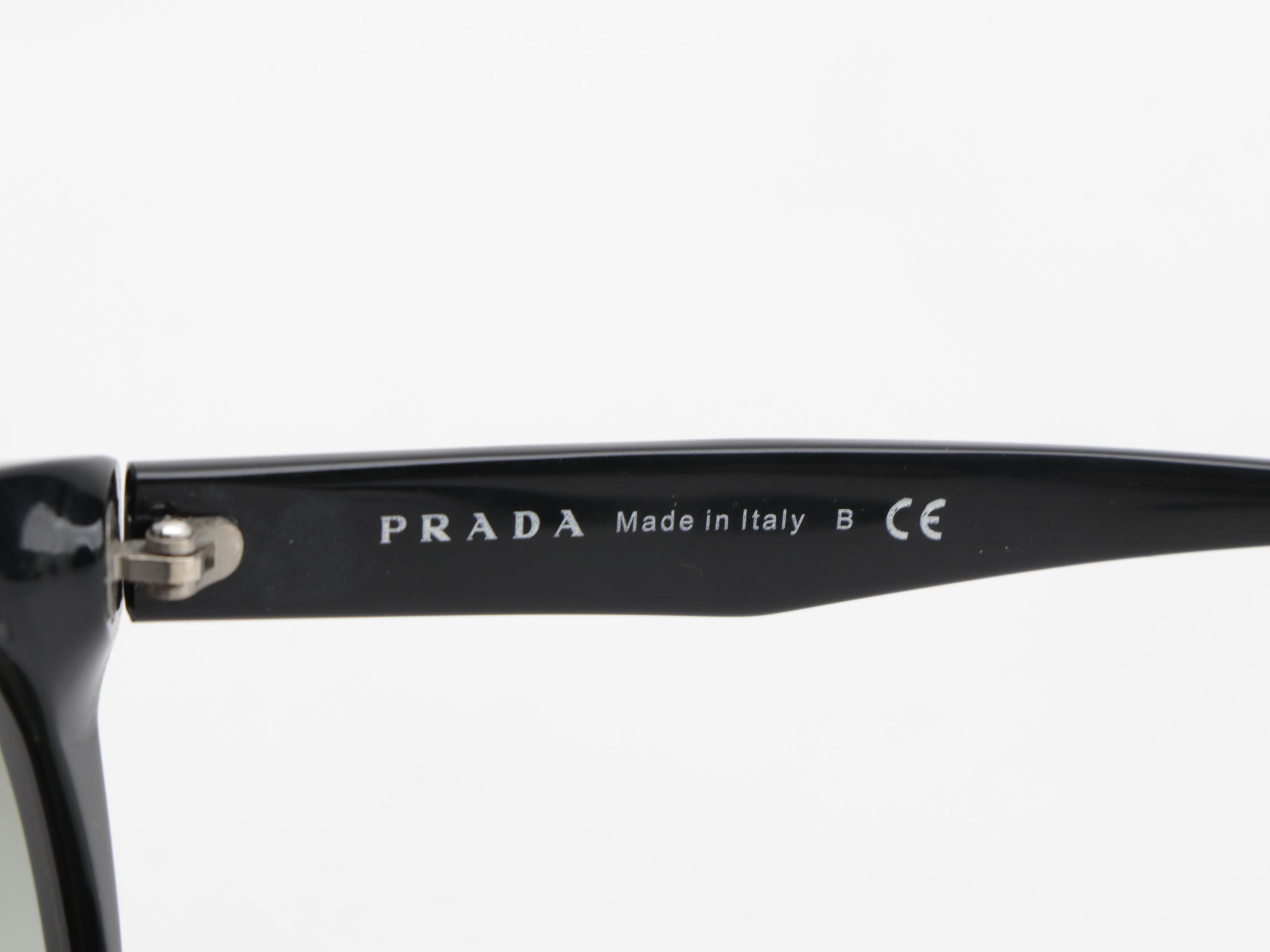 Prada SPR230 Black Modified Cat Eye Sunglasses with Case and Box