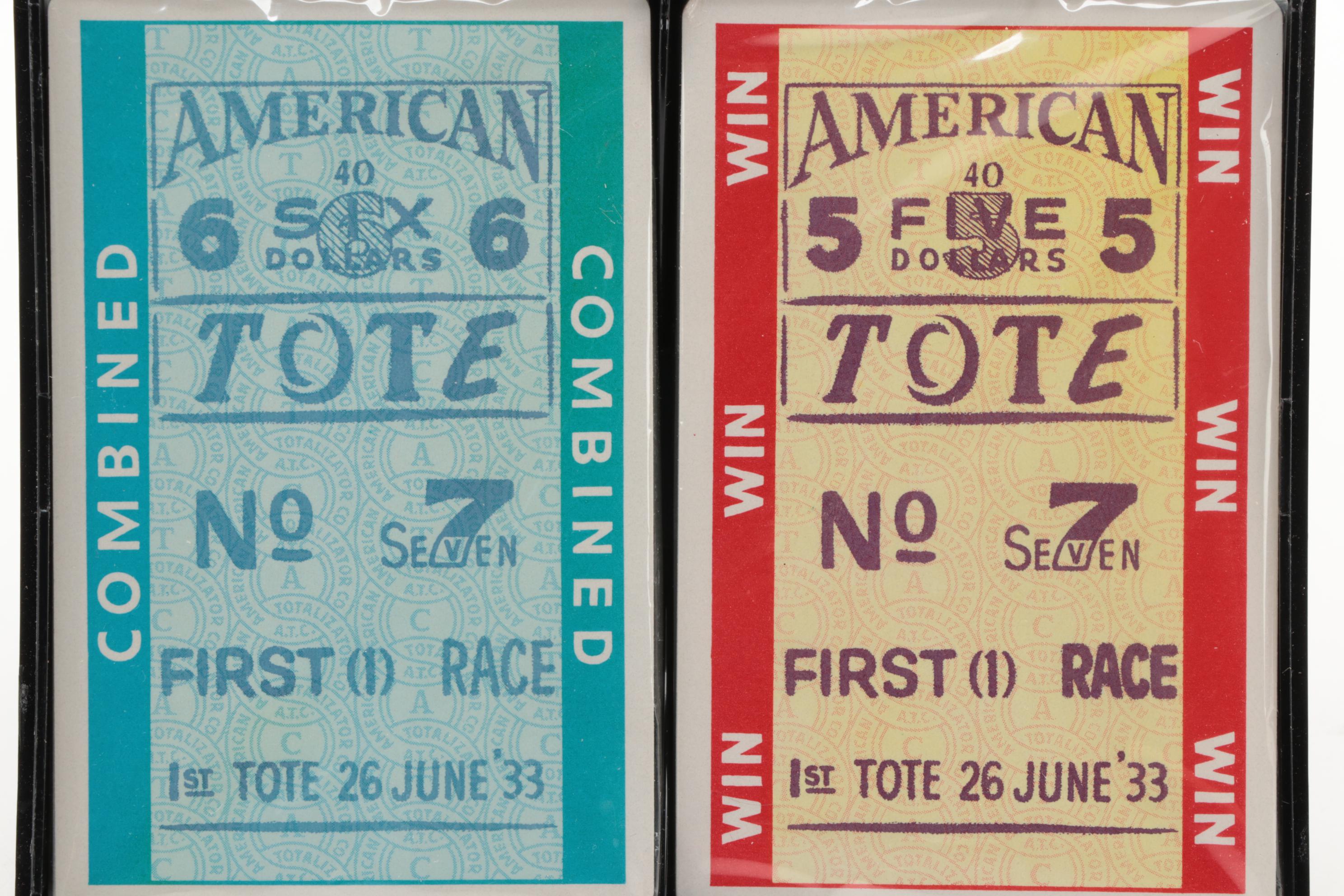 "Tote Ticket" Playing Cards with Embossed Brass Equestrian Motif Card Dish