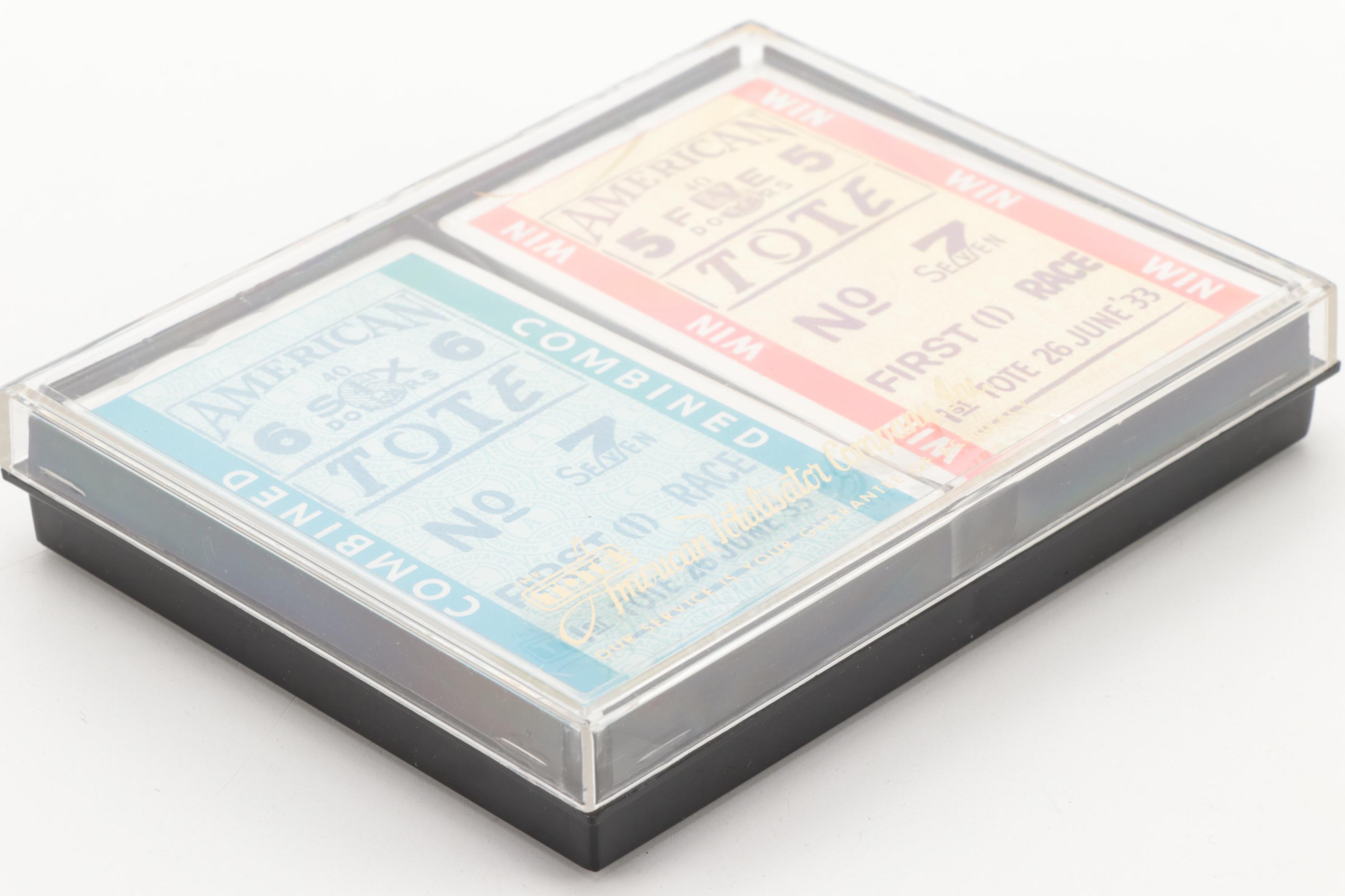 "Tote Ticket" Playing Cards with Embossed Brass Equestrian Motif Card Dish