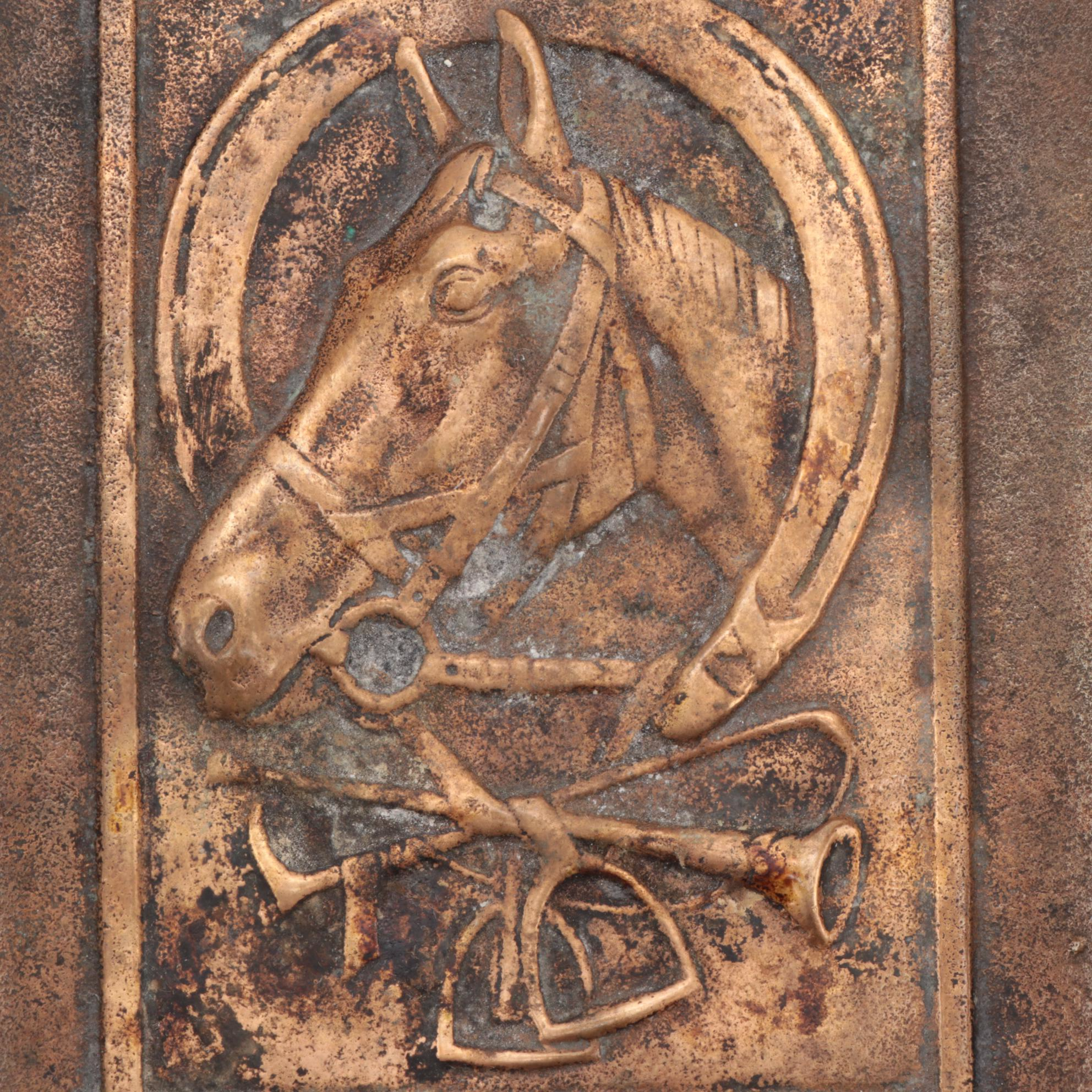 "Tote Ticket" Playing Cards with Embossed Brass Equestrian Motif Card Dish