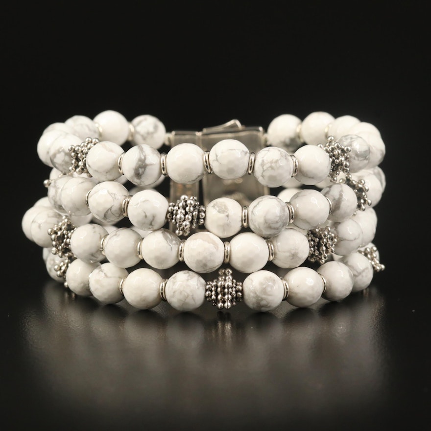 Michael Dawkins Sterling Magnesite Beaded Bracelet