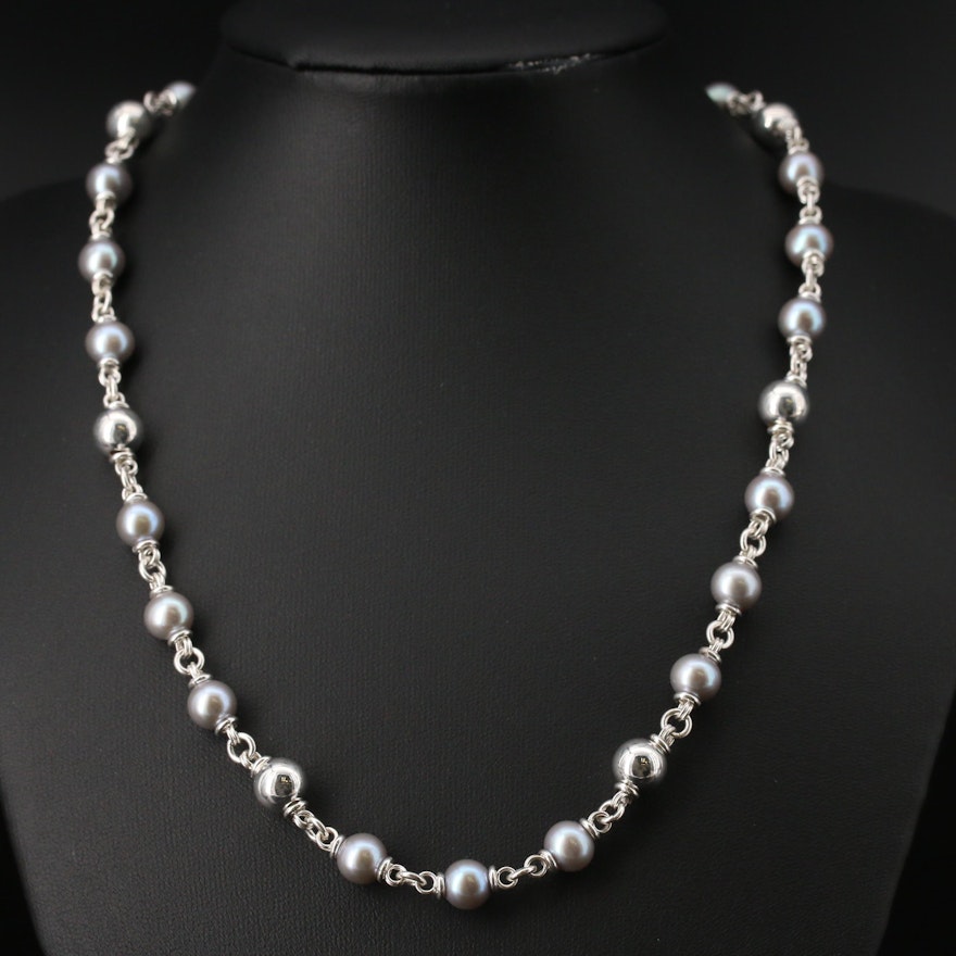 Michael Dawkins Sterling Silver Pearl Necklace