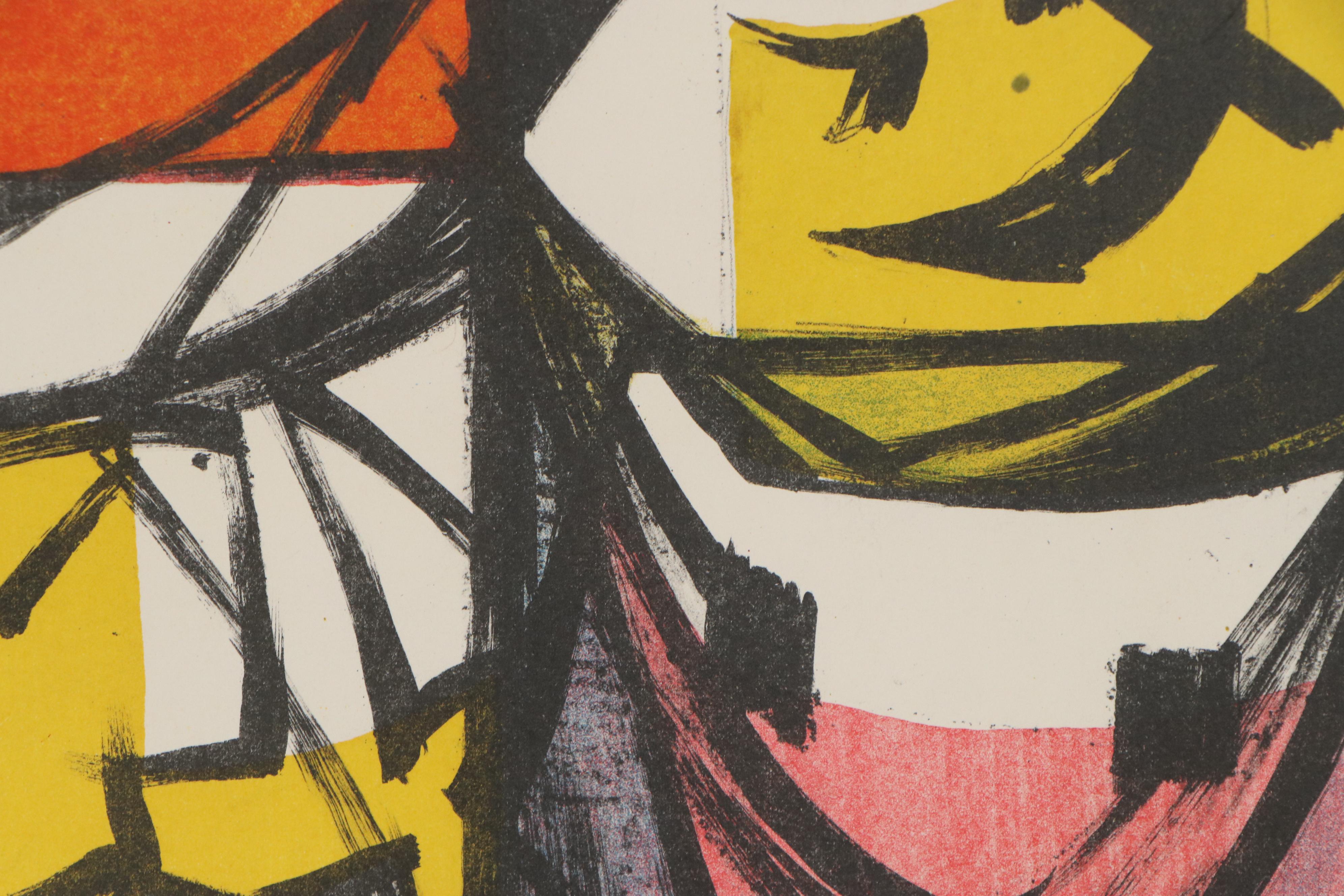 Arthur Helwig Color Lithograph "Masks," Mid-20th Century