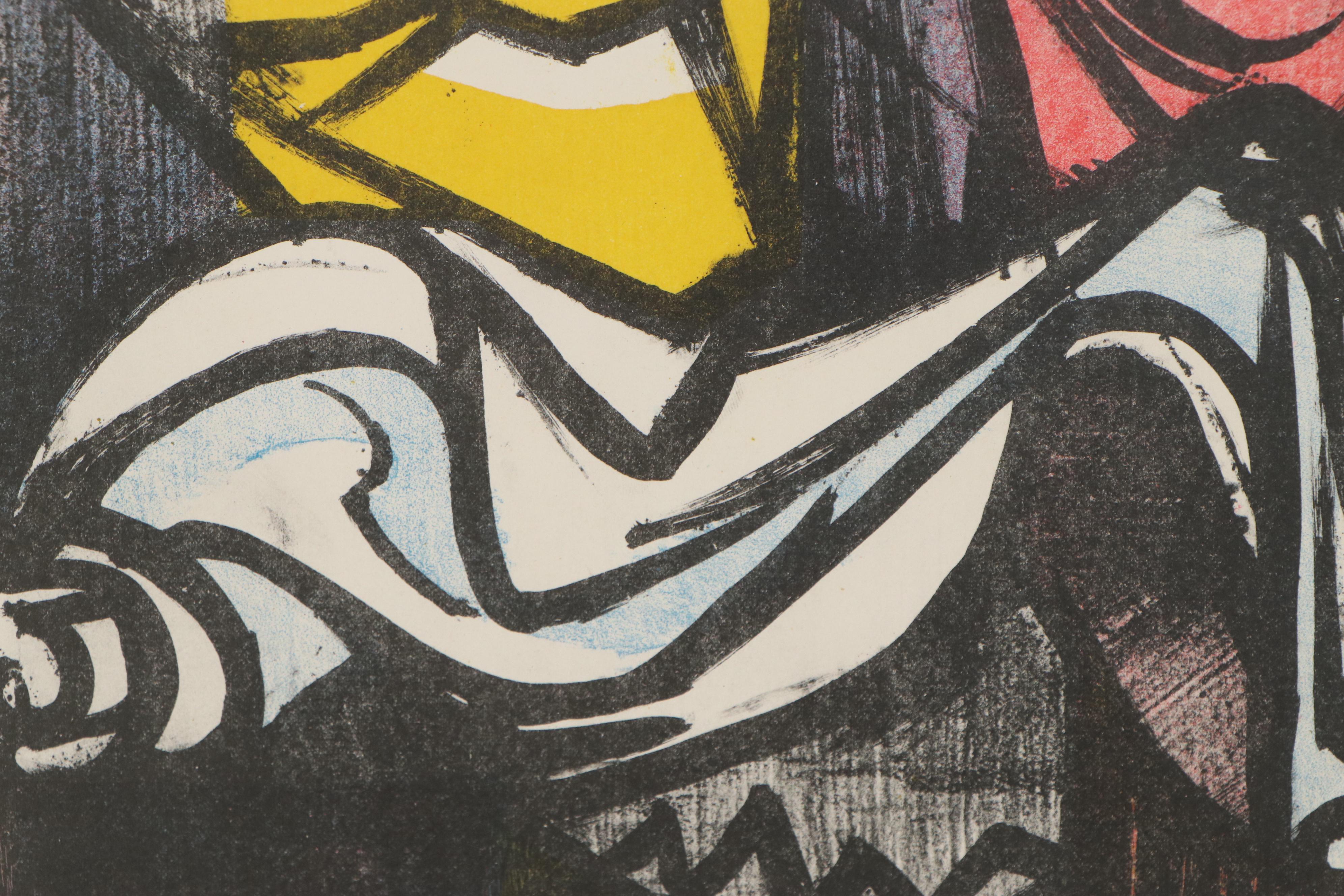 Arthur Helwig Color Lithograph "Masks," Mid-20th Century