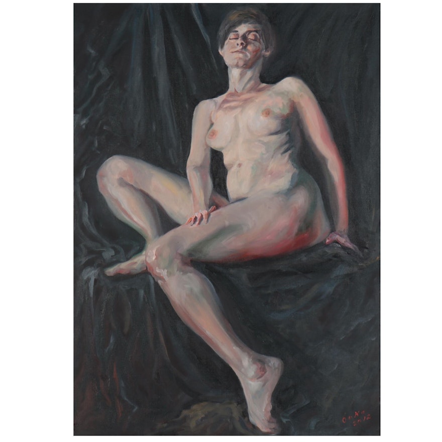 Kaz Ooka Oil Painting "A Woman's Figure," 2012