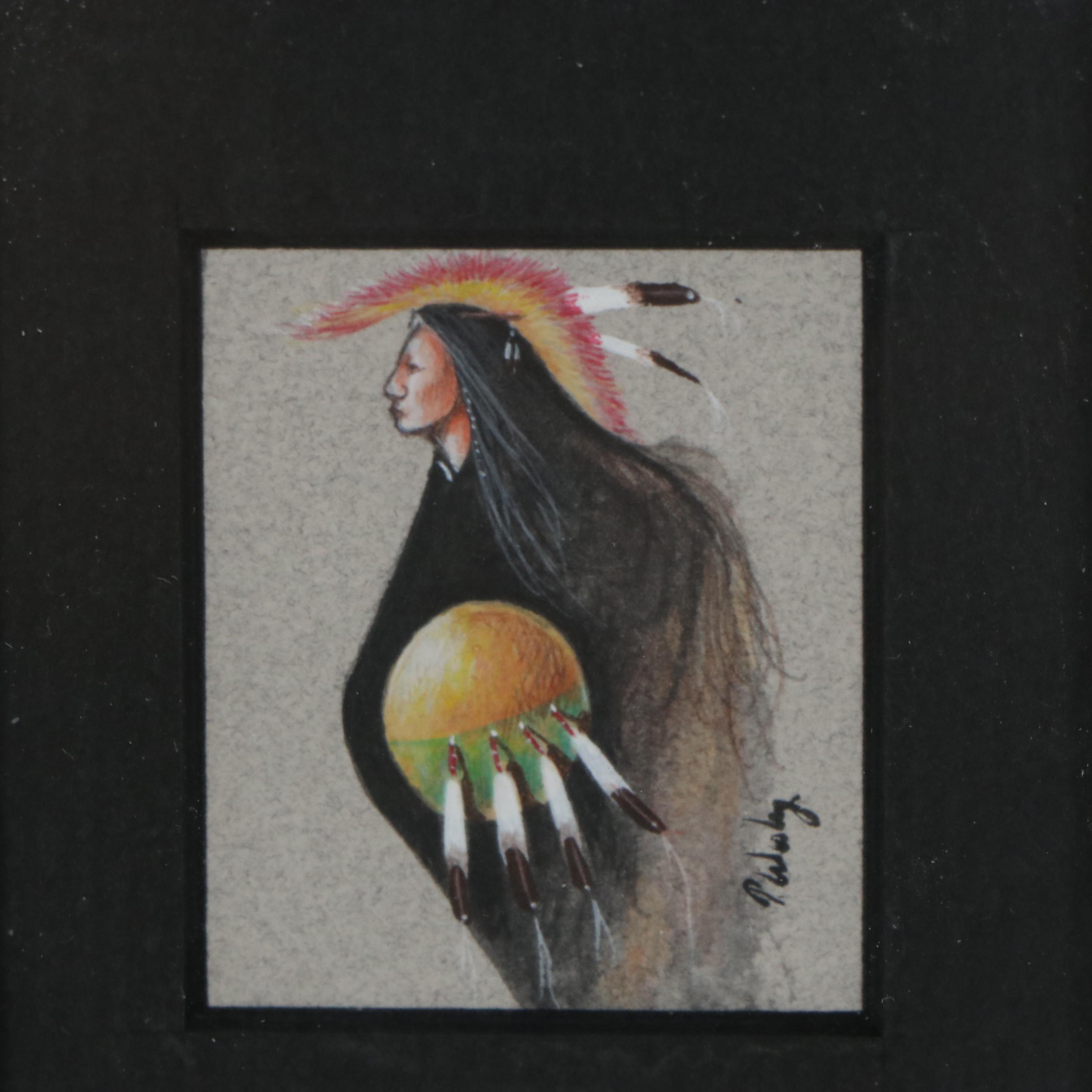 Tillier Wesley Gouache Paintings of Native American Figures