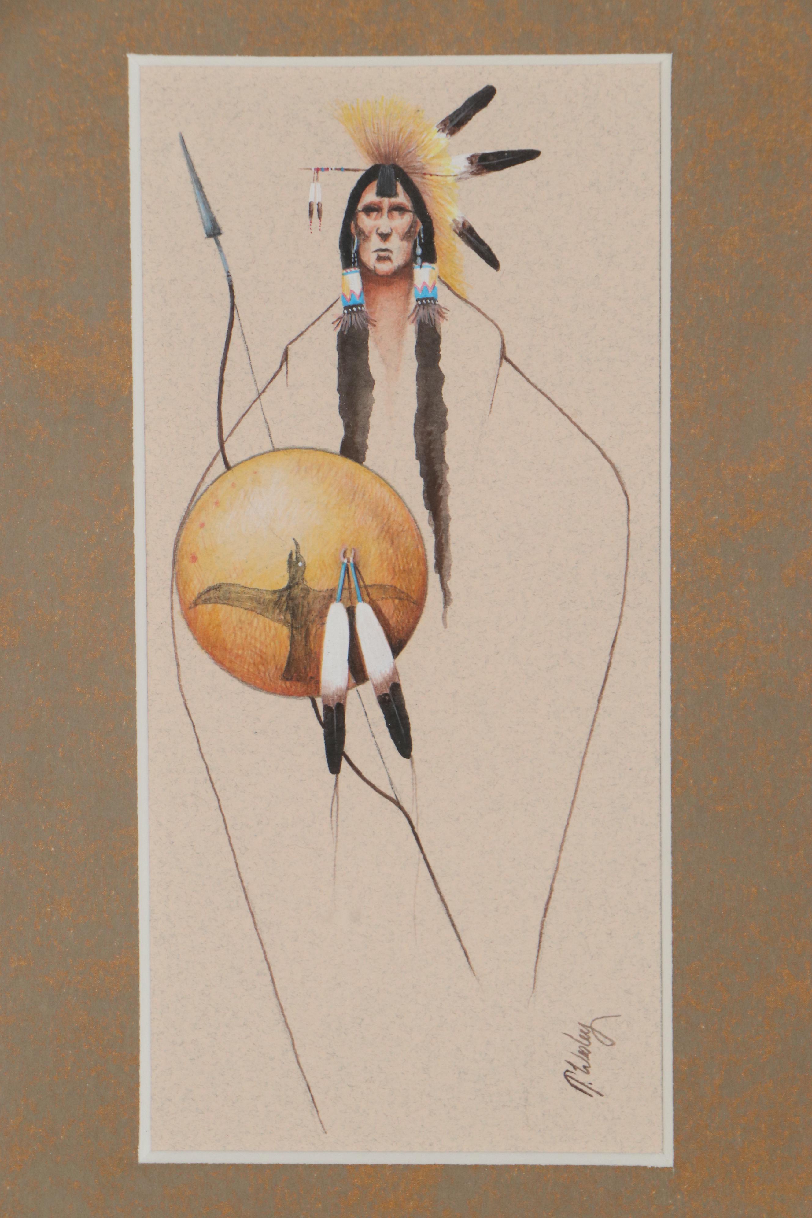 Tillier Wesley Gouache Paintings of Native American Figures
