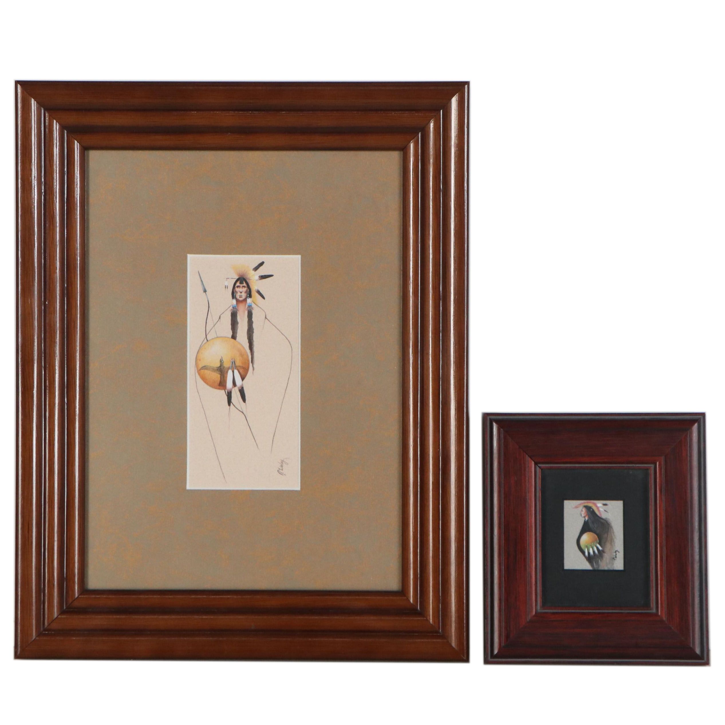 Tillier Wesley Gouache Paintings of Native American Figures