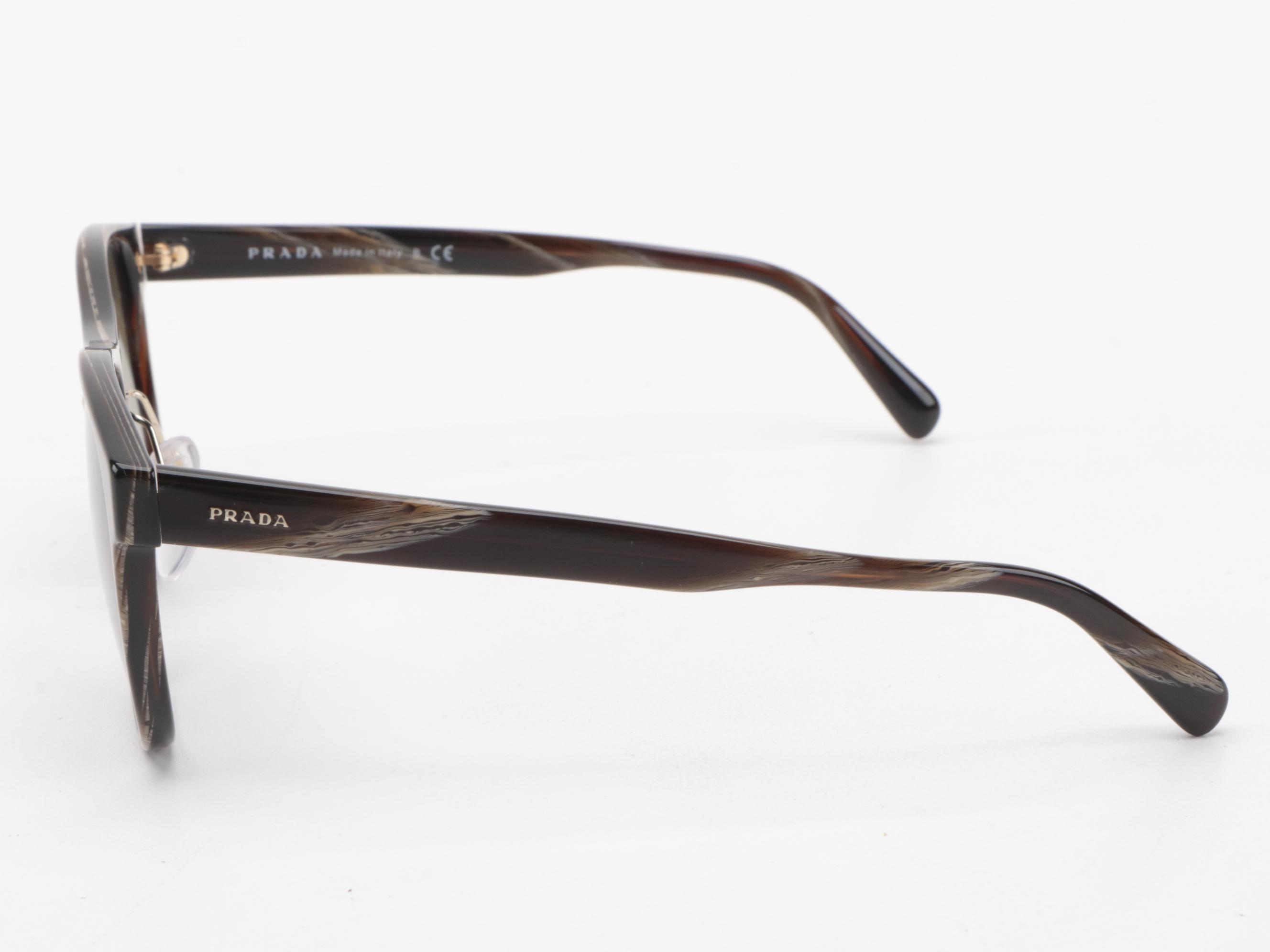 Prada SPR 09U Double Bridged Horn Rimmed Glasses