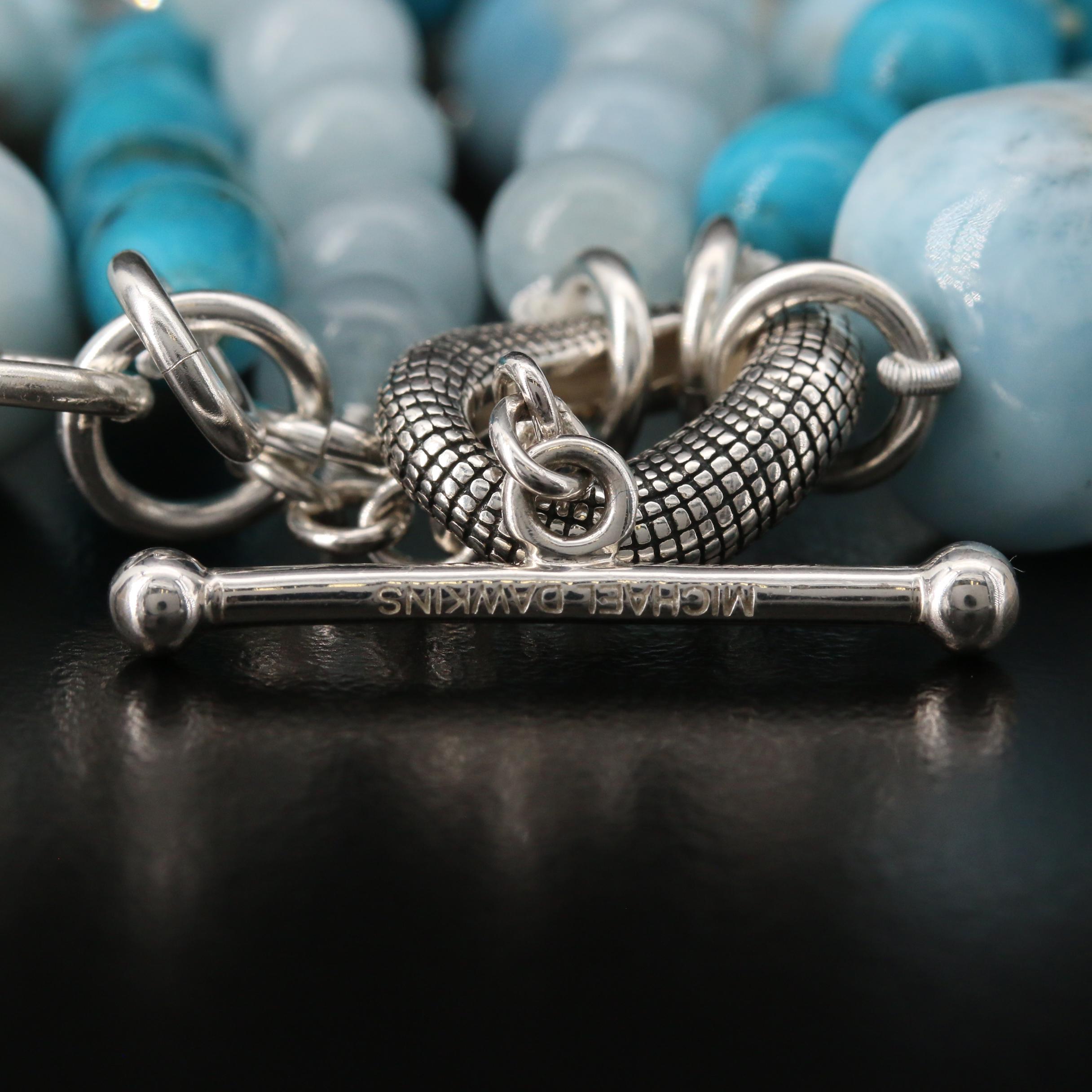 Michael Dawkins Sterling Turquoise and Gemstone Triple Row Bracelet