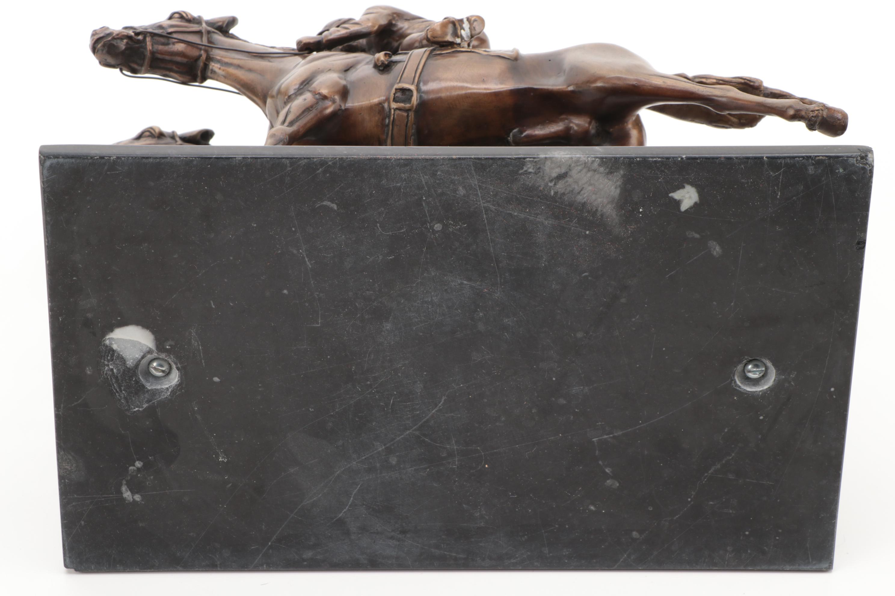Jockeys on Horses Bronze Figurine