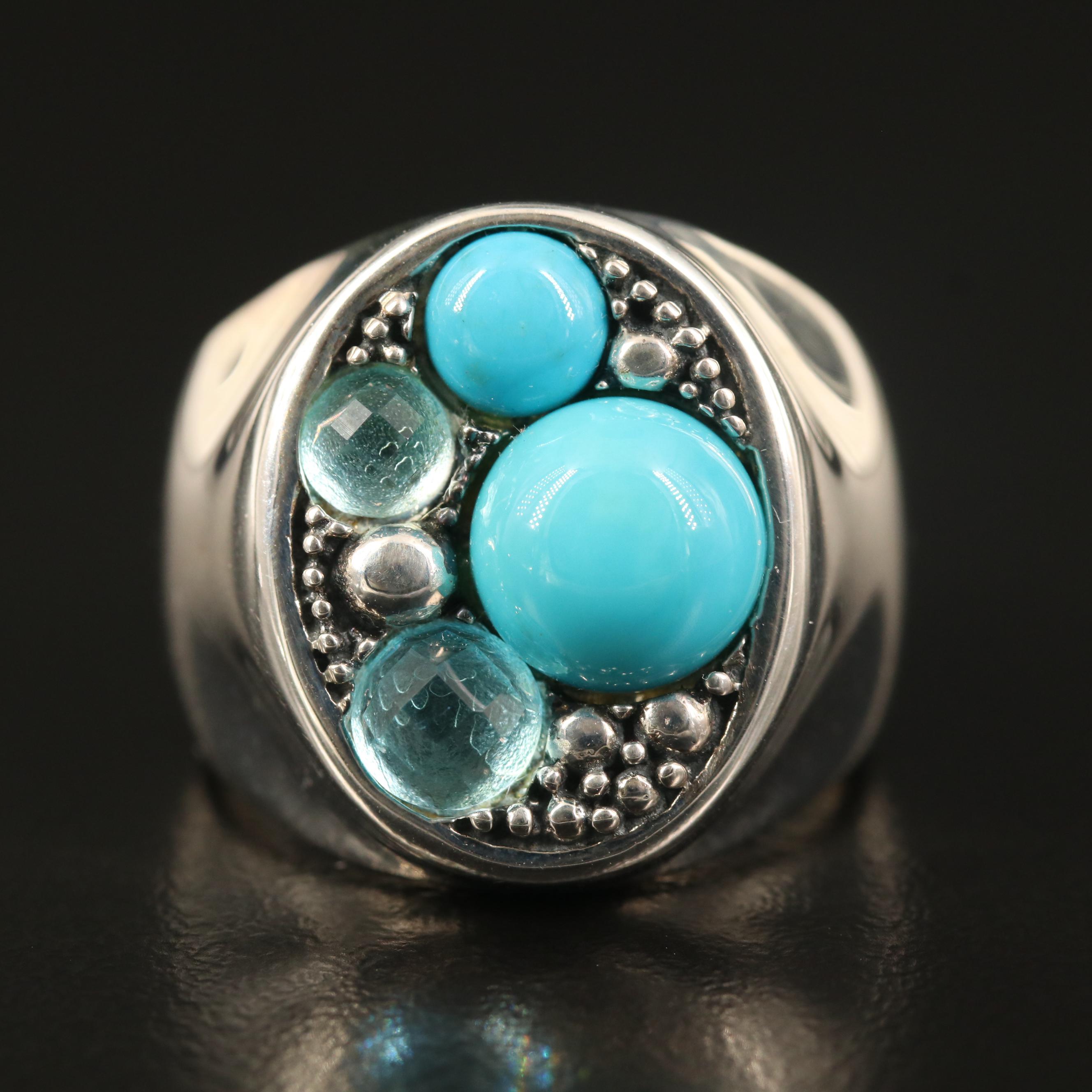 Michael Dawkins Sterling Turquoise and Topaz Ring