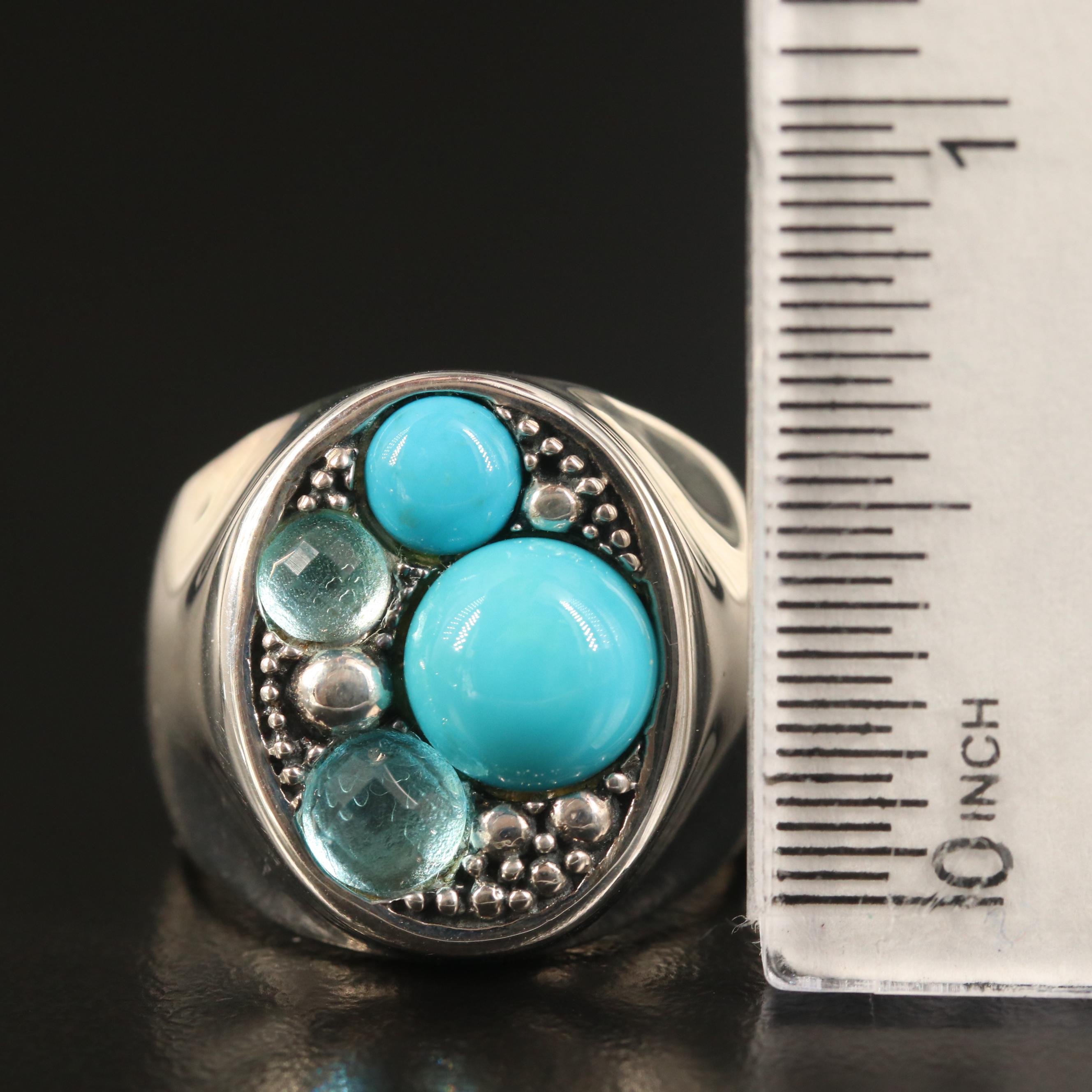 Michael Dawkins Sterling Turquoise and Topaz Ring