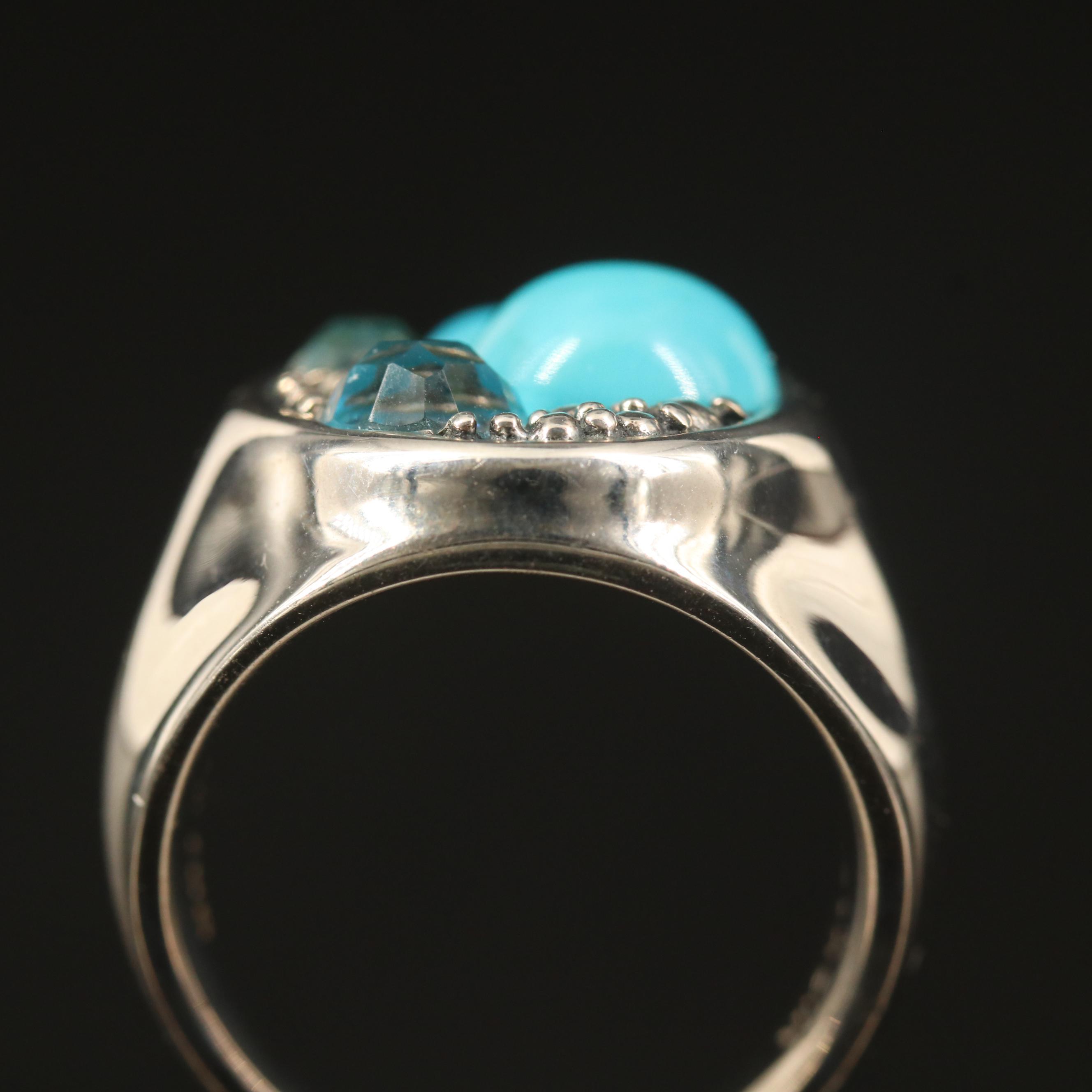 Michael Dawkins Sterling Turquoise and Topaz Ring
