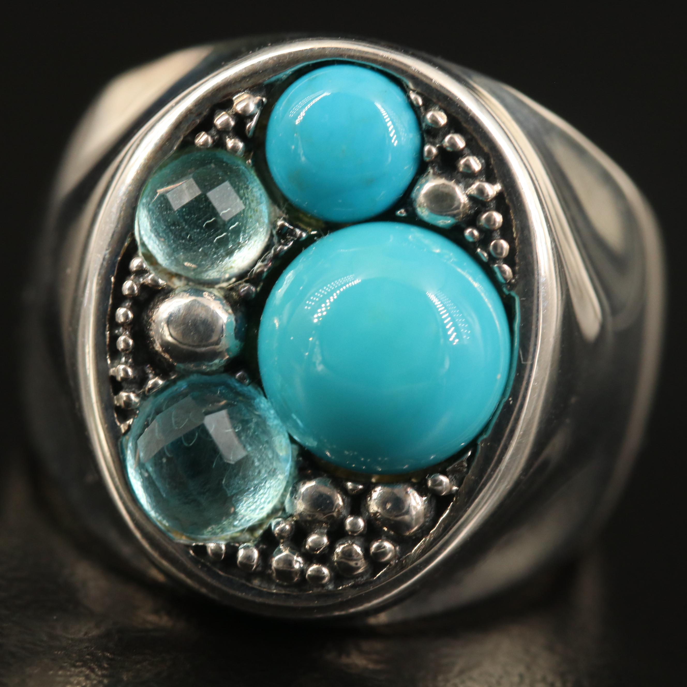 Michael Dawkins Sterling Turquoise and Topaz Ring