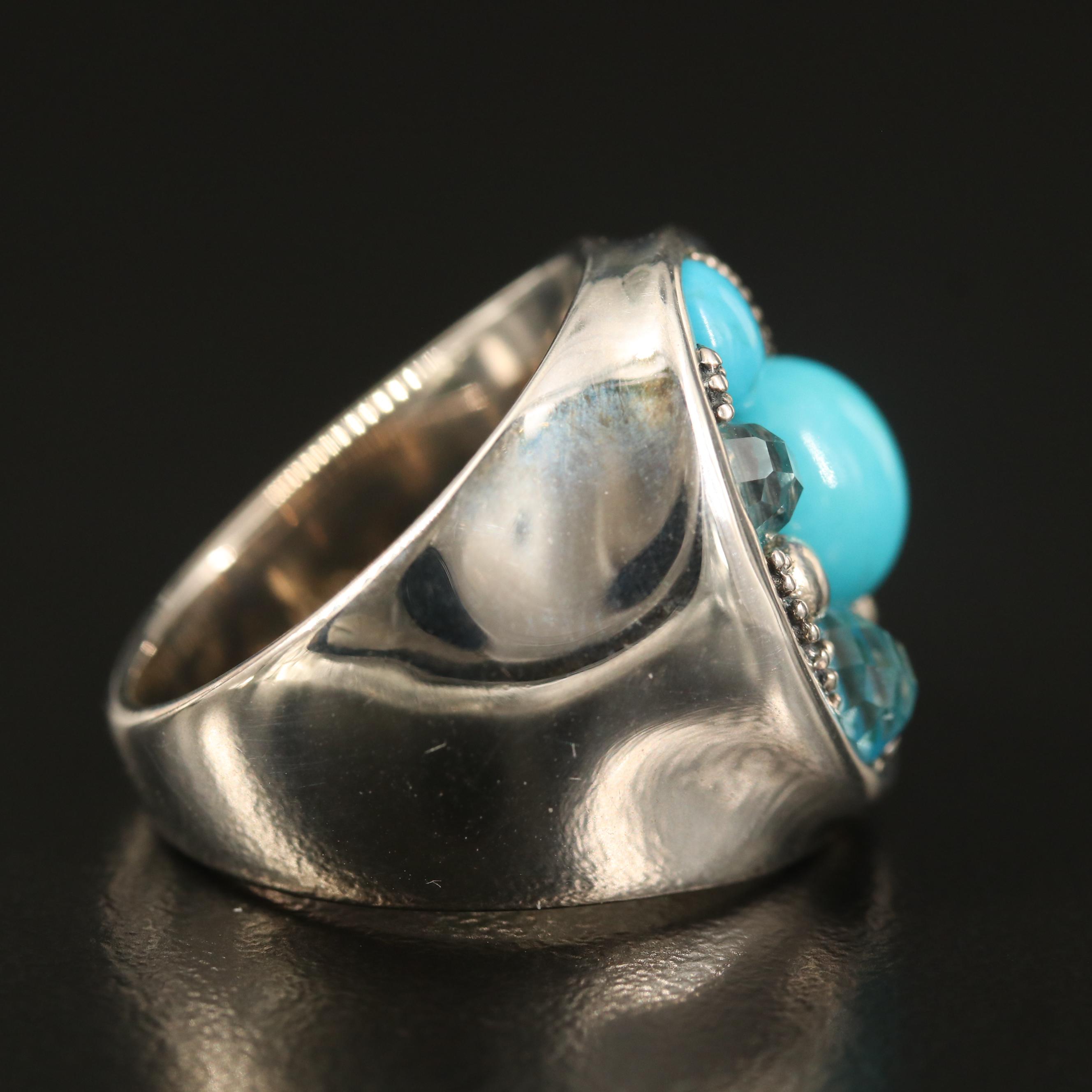 Michael Dawkins Sterling Turquoise and Topaz Ring