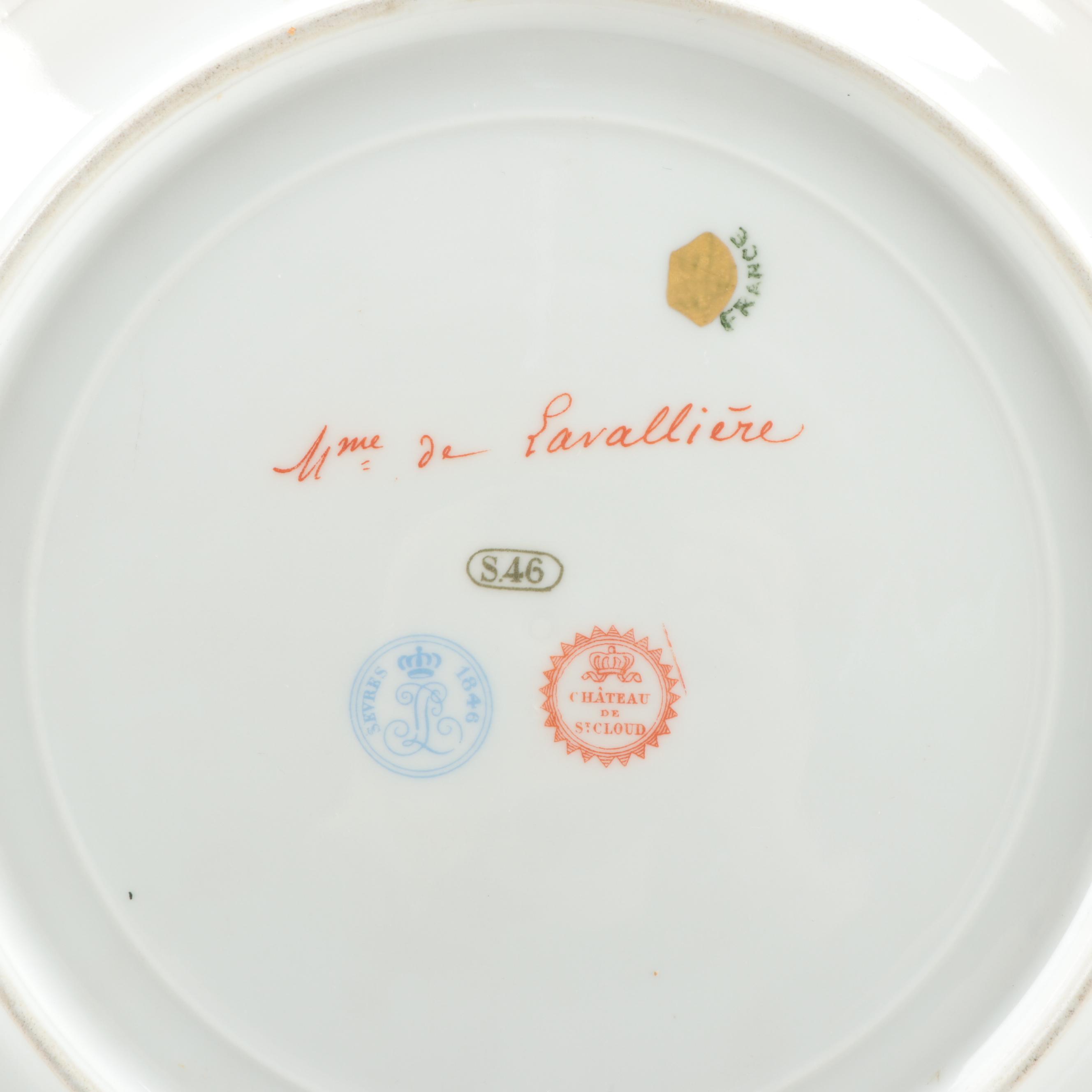 Sèvres Chateau De St. Cloud Hand-Painted Porcelain Portrait Cabinet Plates, 1846
