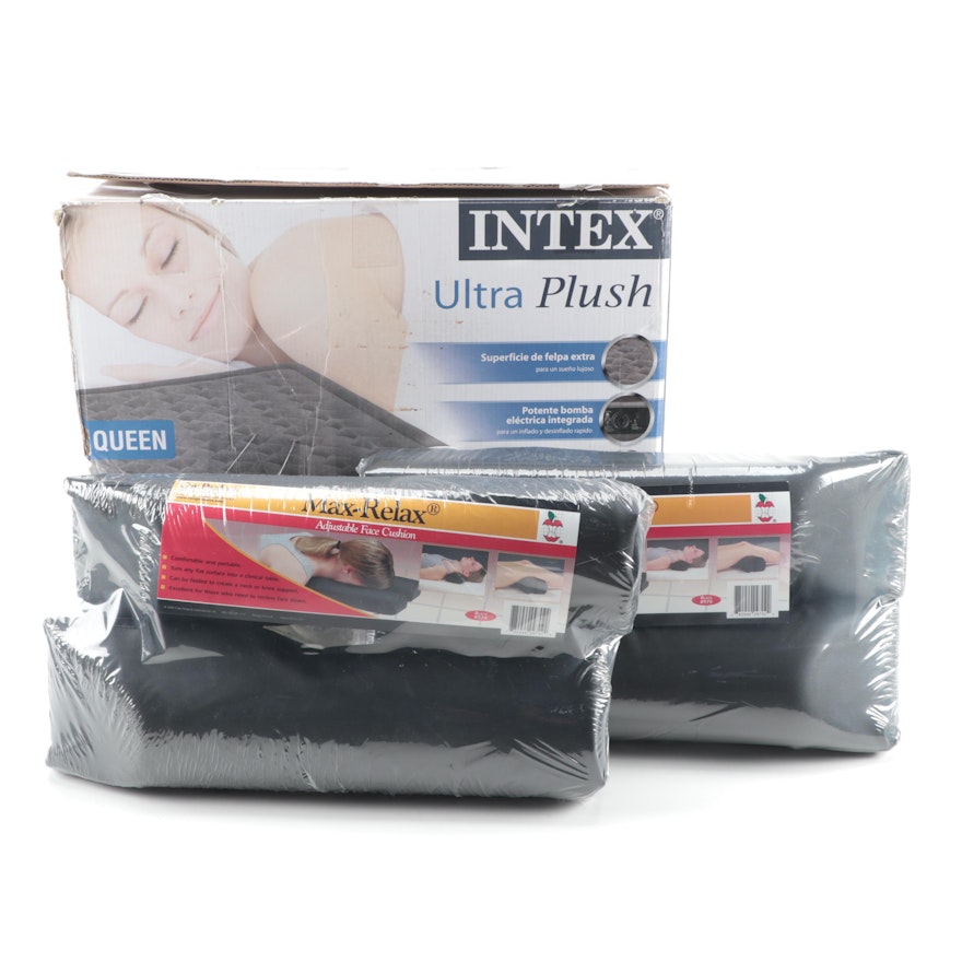 Intex Ultra Plush Queen Sized Air Mattress and Face Cushions